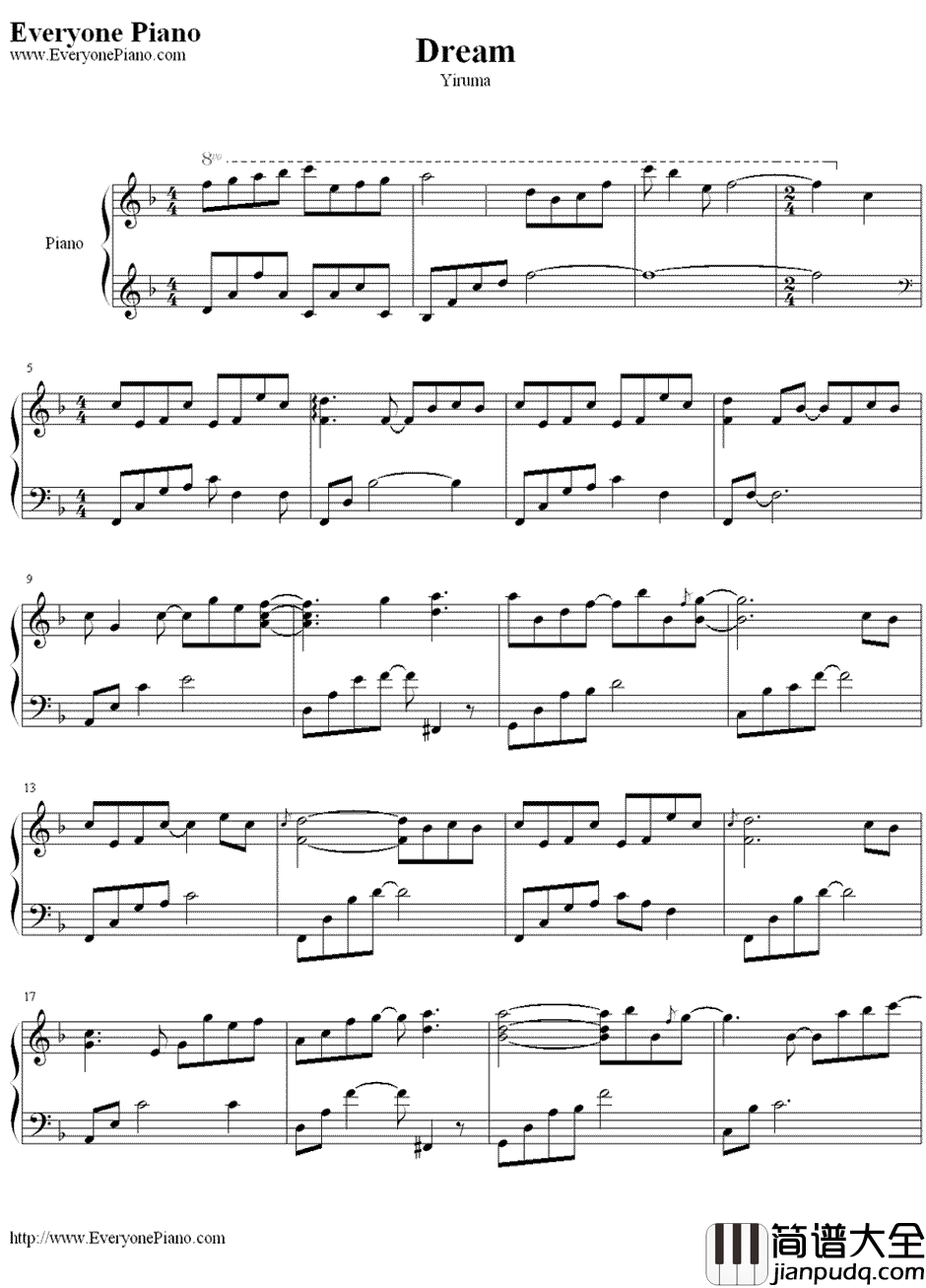 Dreams钢琴谱_李闰珉(Yiruma)