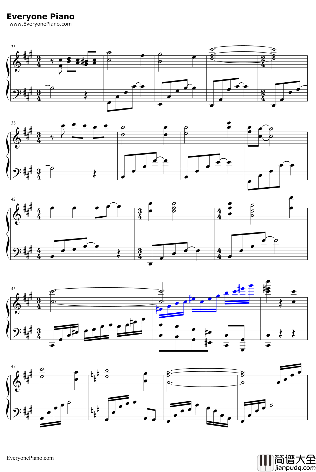 天下无双钢琴谱_张靓颖_神雕侠侣主题曲