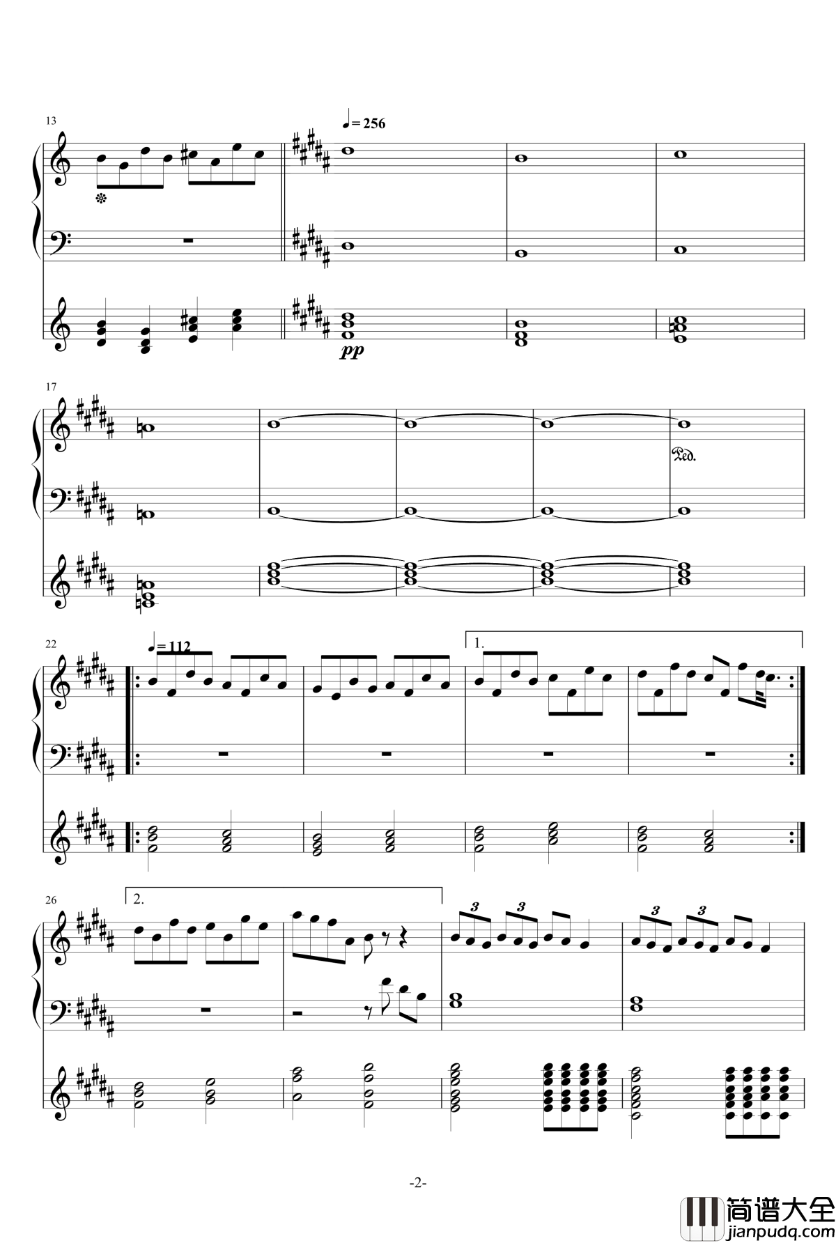 二元二次空间钢琴谱——虎水小骥的主题曲_虎水小り