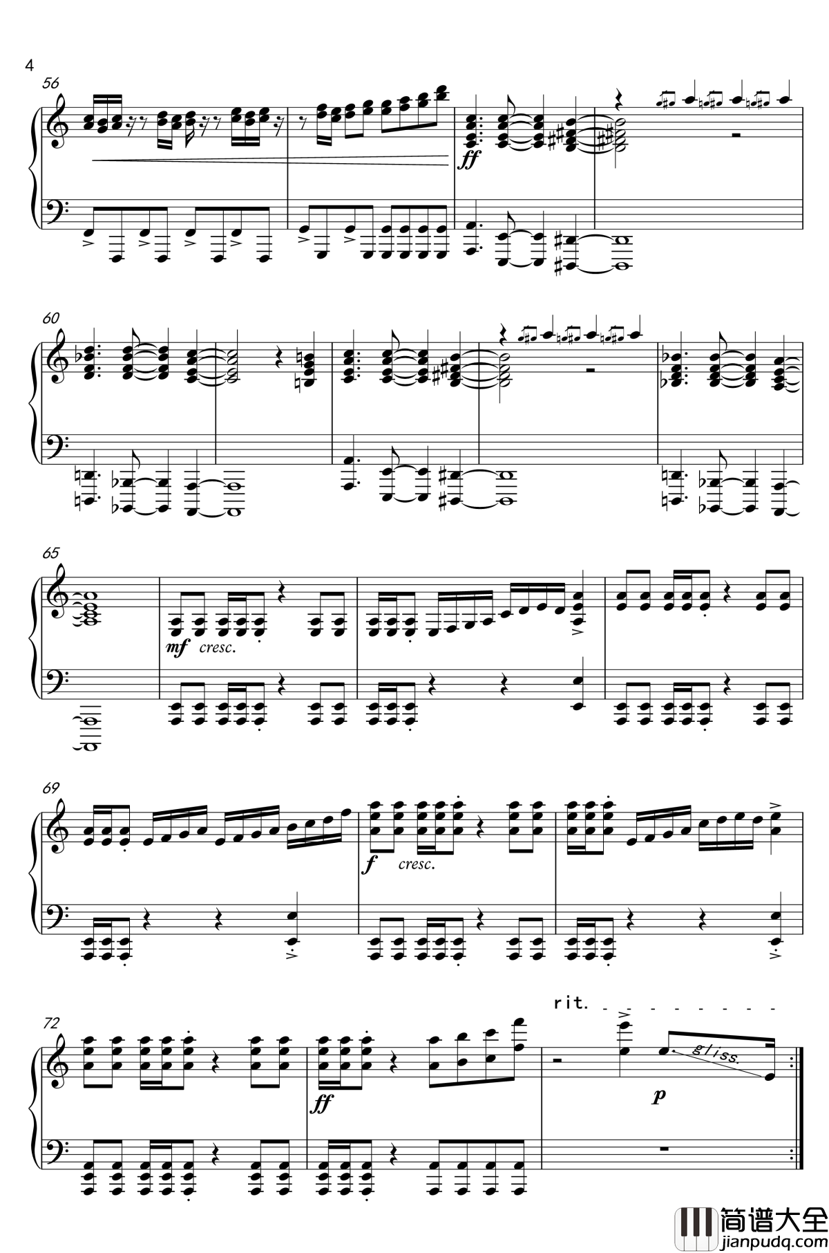 尸套龙主题曲钢琴谱_怪物猎人