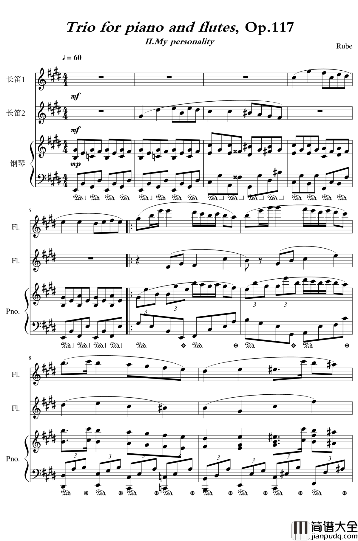 Trio_for_piano_and_flutes,_Op.117_II.My_personality钢琴谱_一个球