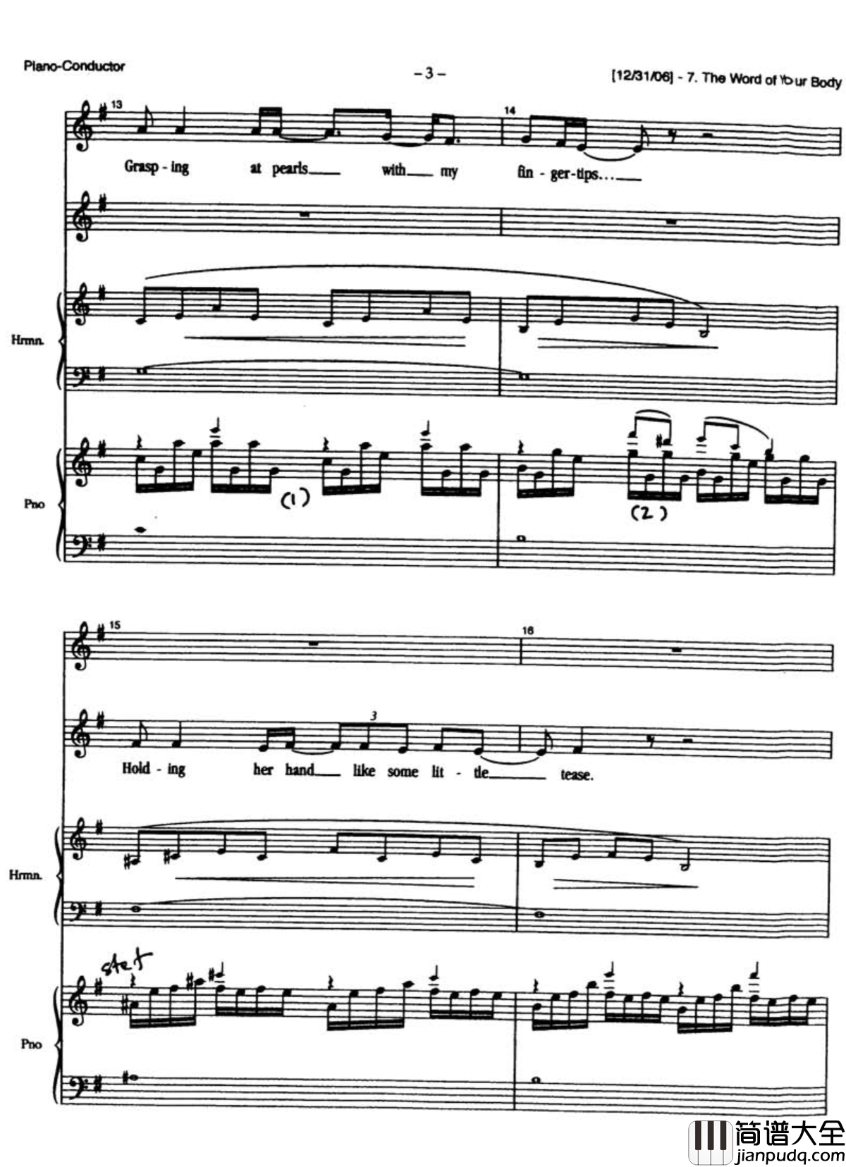 The_word_of_your_body钢琴谱_Duncan_Sheik