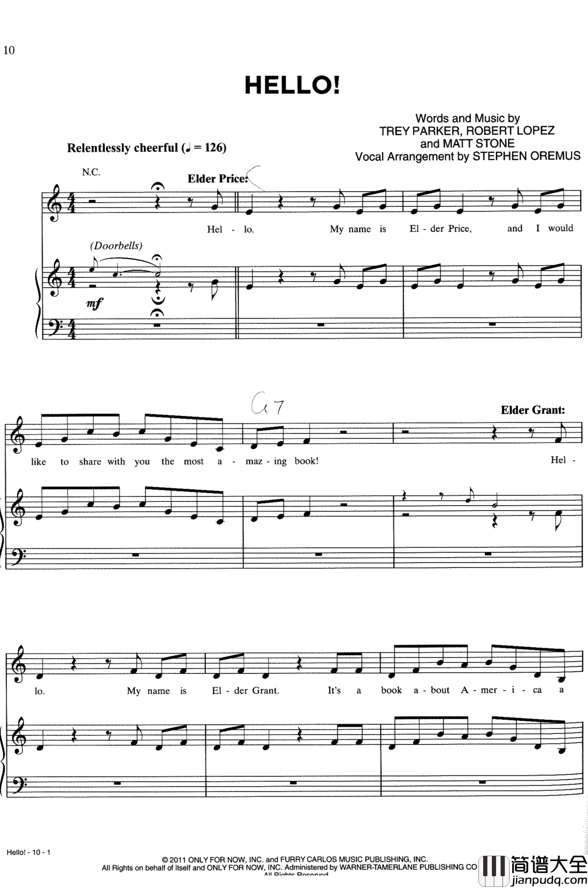 Hello_Andrew_Rannells钢琴谱_Book_of_Mormon