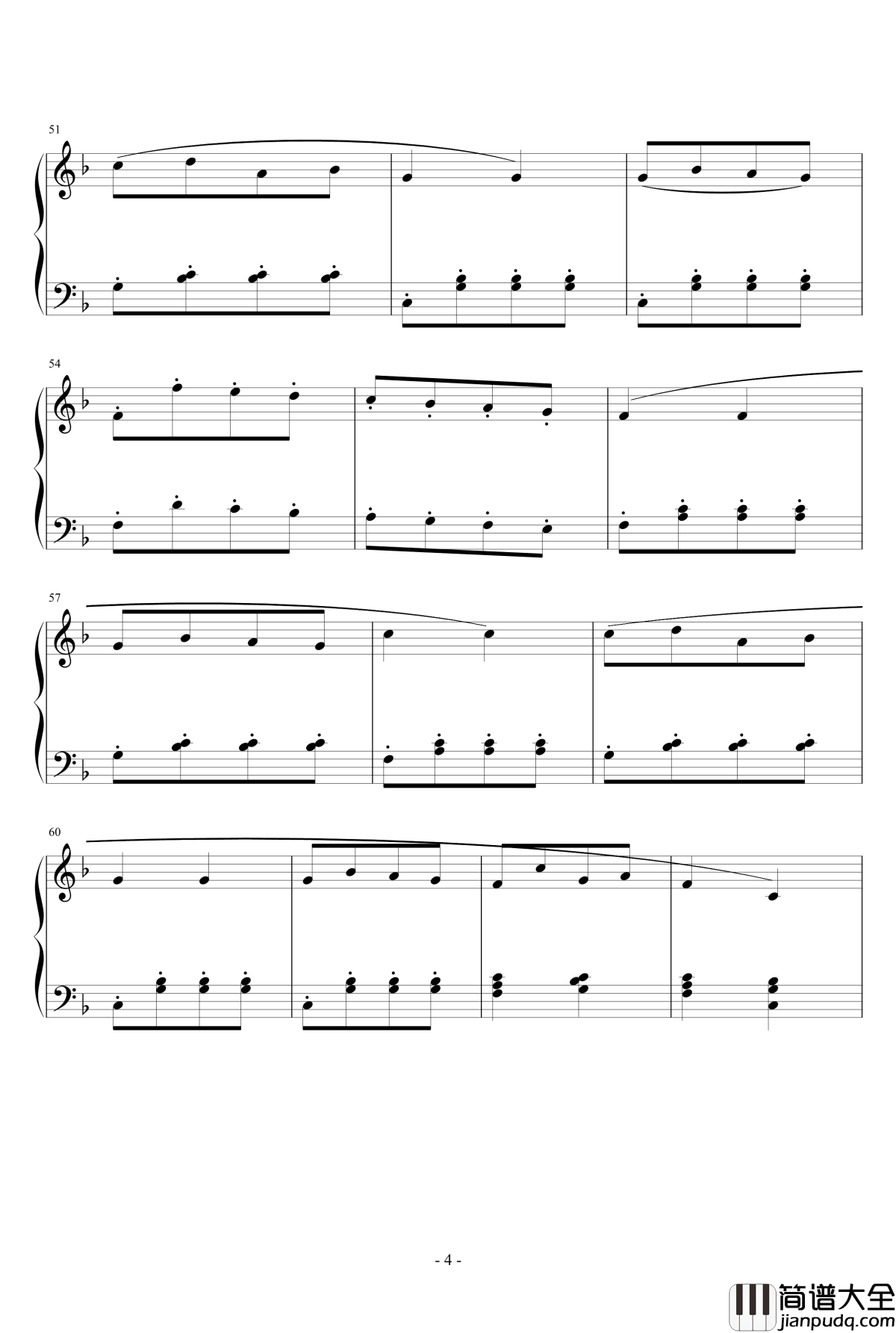 康康舞曲钢琴谱_简单版_巴赫
