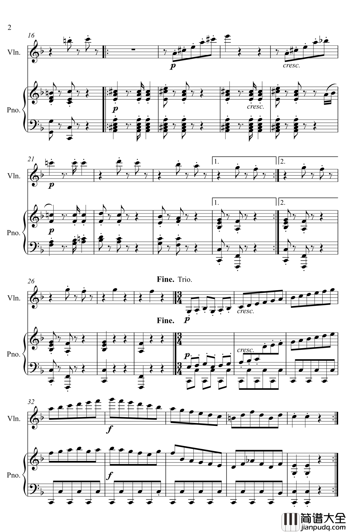 第5小提琴与钢琴奏鸣曲钢琴谱_第三乐章_贝多芬_beethoven