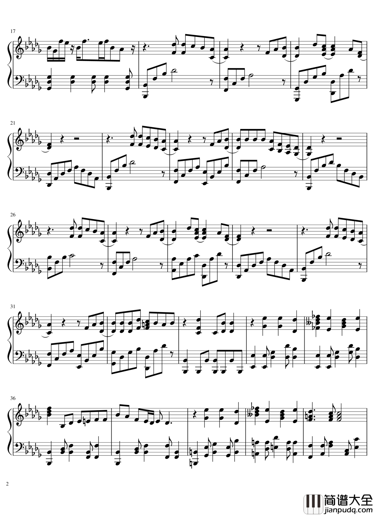 致命之吻主题曲钢琴谱_再见挽歌_日剧