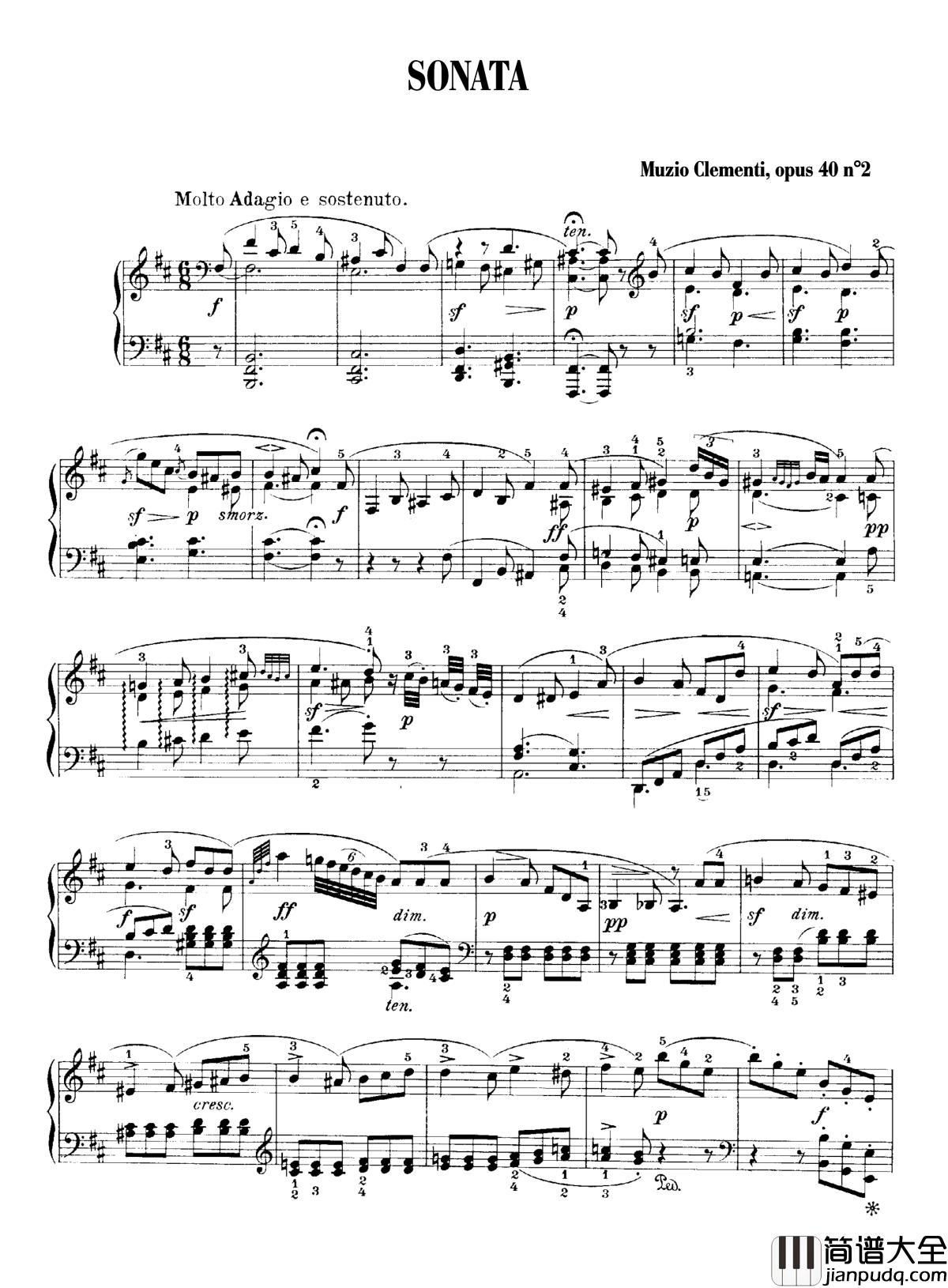 b小调钢琴奏鸣曲Op.40No.2钢琴谱_克莱门蒂