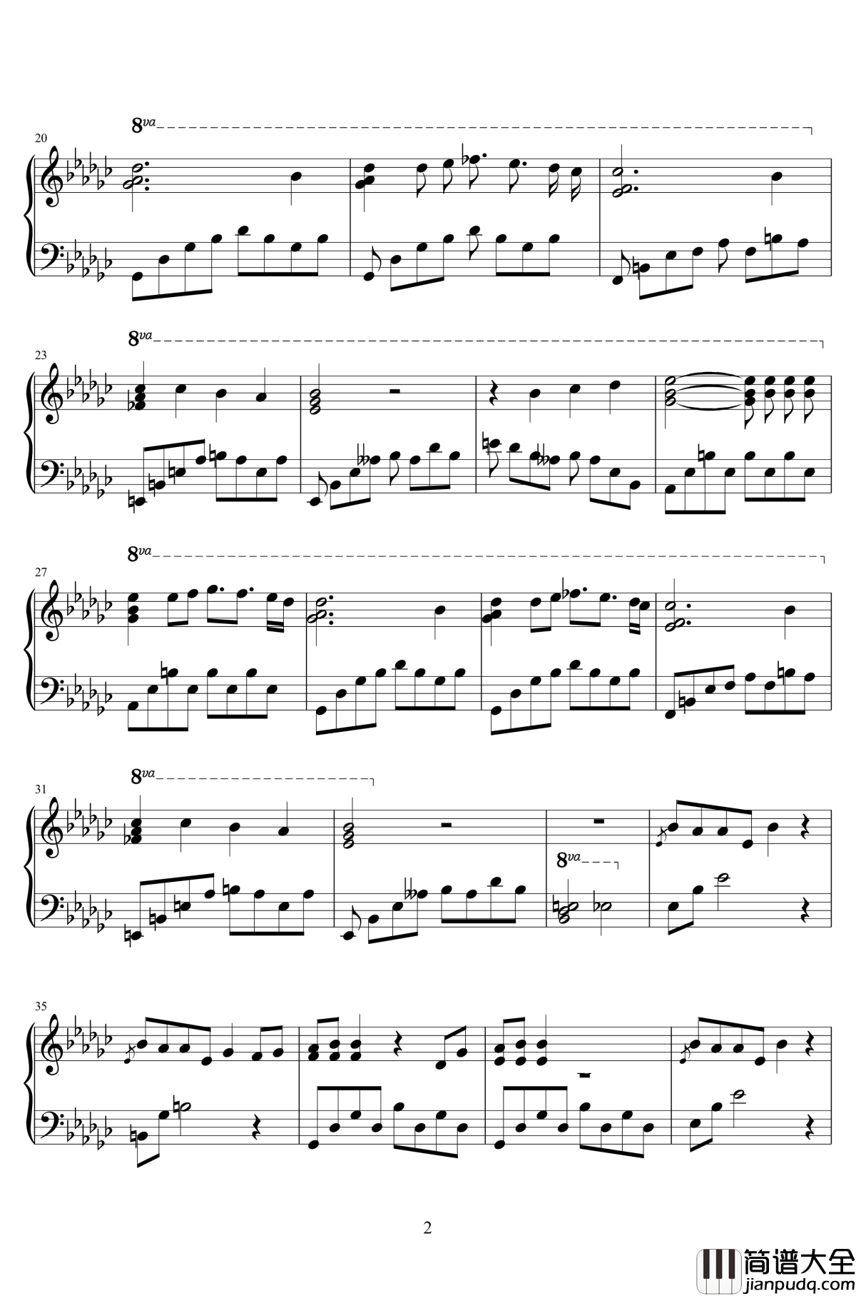 一首钢琴曲钢琴谱_钢琴张