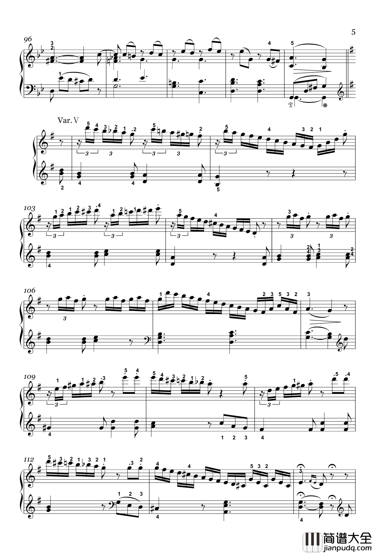 G大调变奏曲钢琴谱_Woo_70_贝多芬_beethoven
