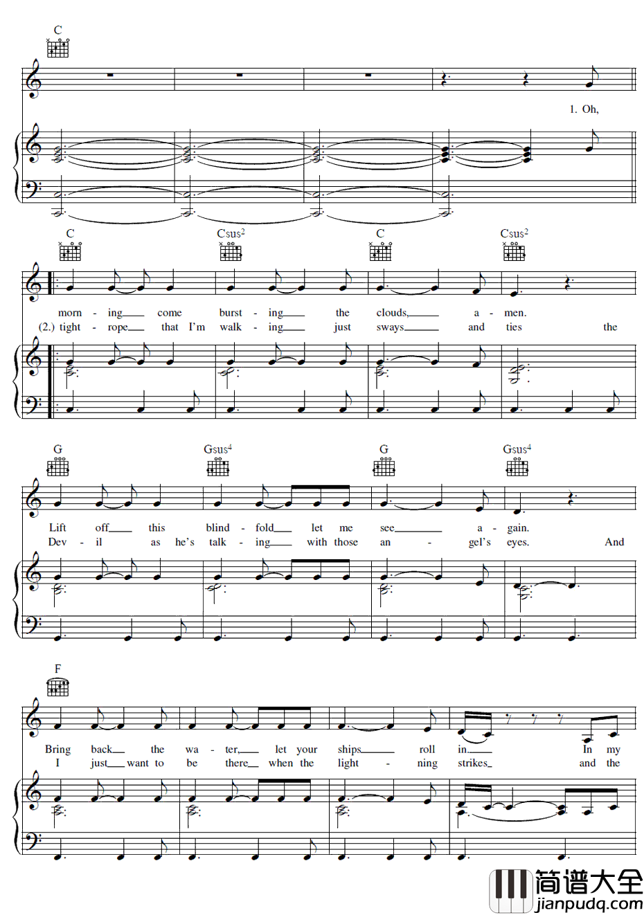 UsAgainsttheWorld钢琴谱_Coldplay