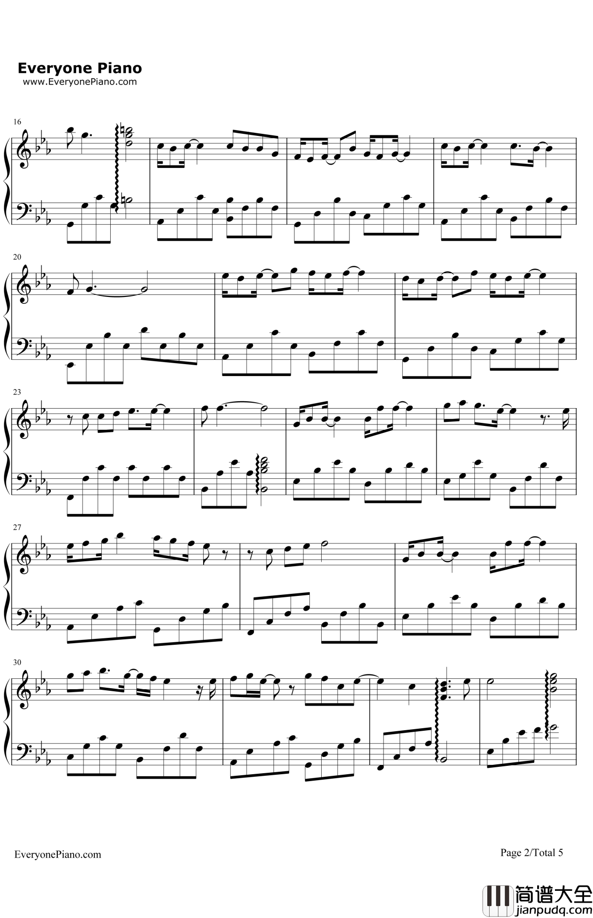 一念之间钢琴谱_张杰莫文蔚_道士下山主题曲