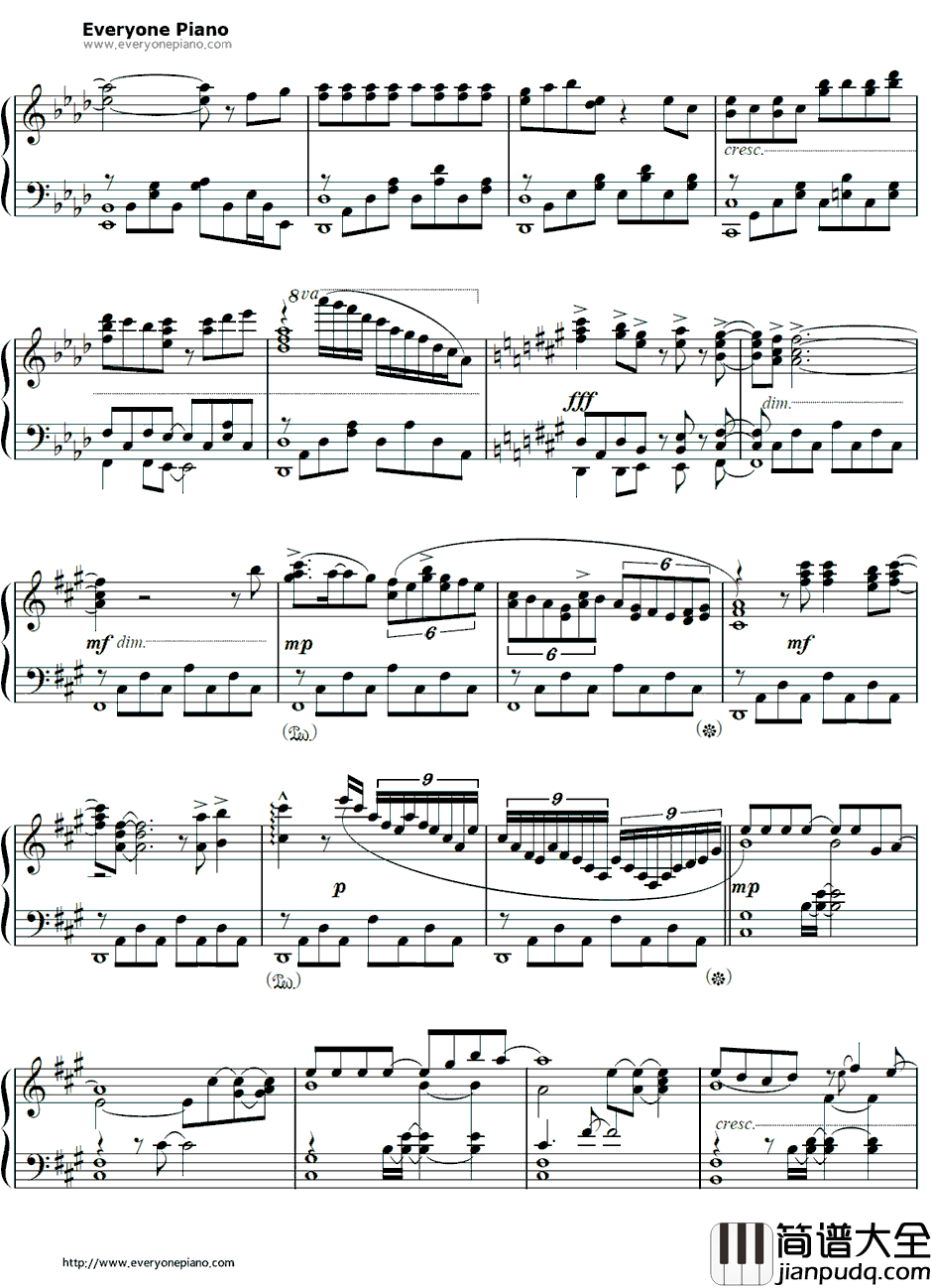 比翼の羽根钢琴谱_eufonius_缘之空主题曲