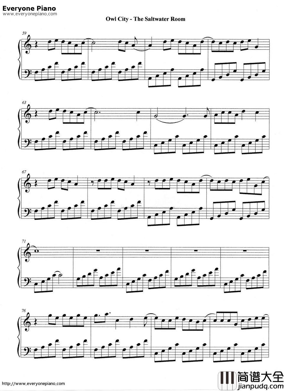 The_saltwater_room(深海空间Owl_City)钢琴谱_Owl_City