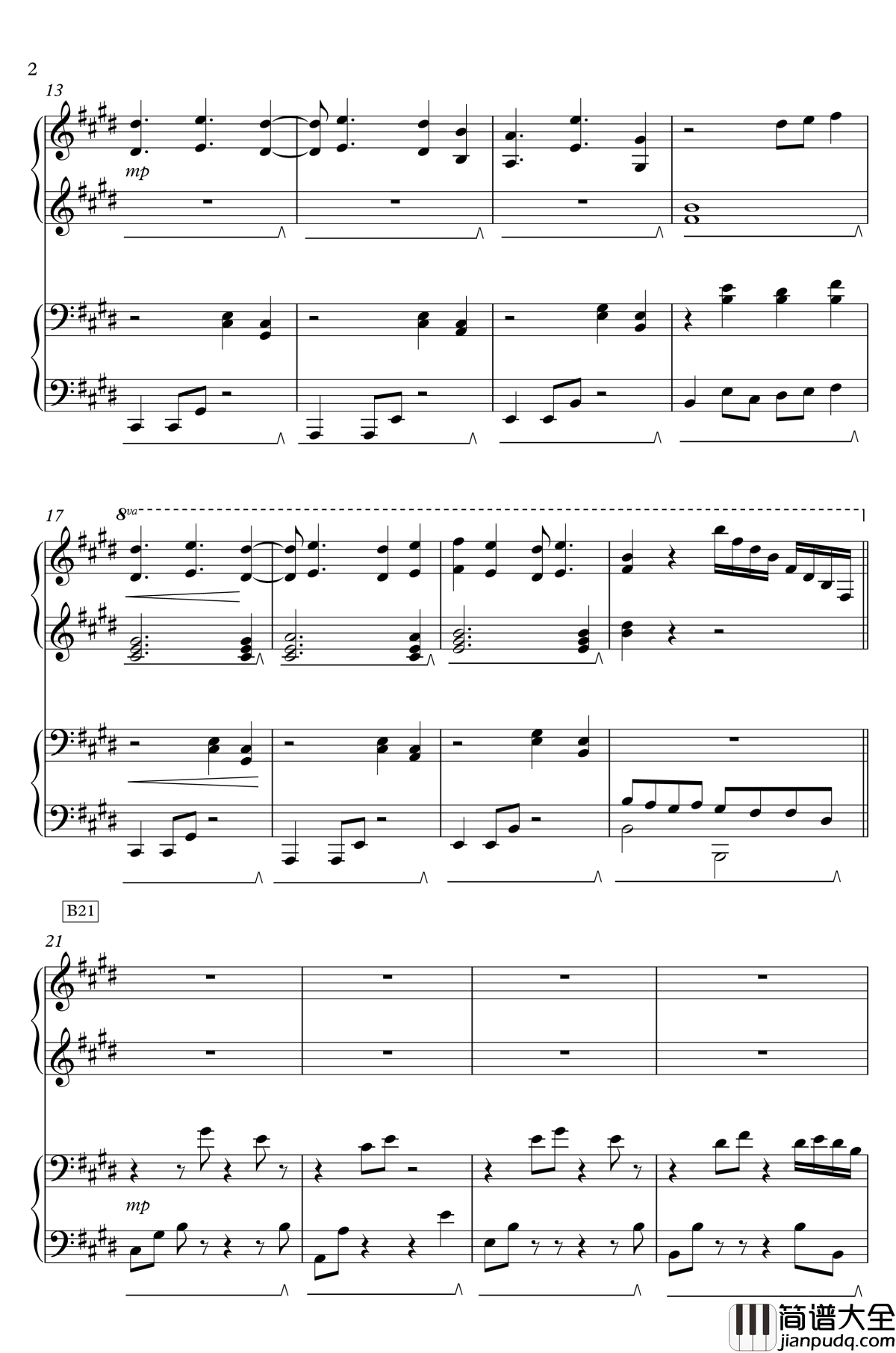 白起主题曲钢琴谱_四手连弹_白起_恋与制作人