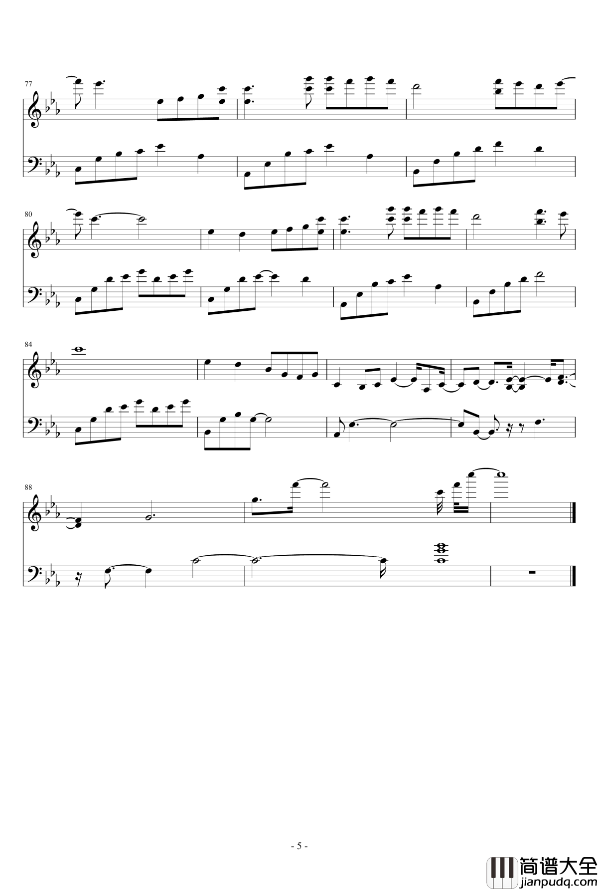夜的钢琴曲钢琴谱_五_石进
