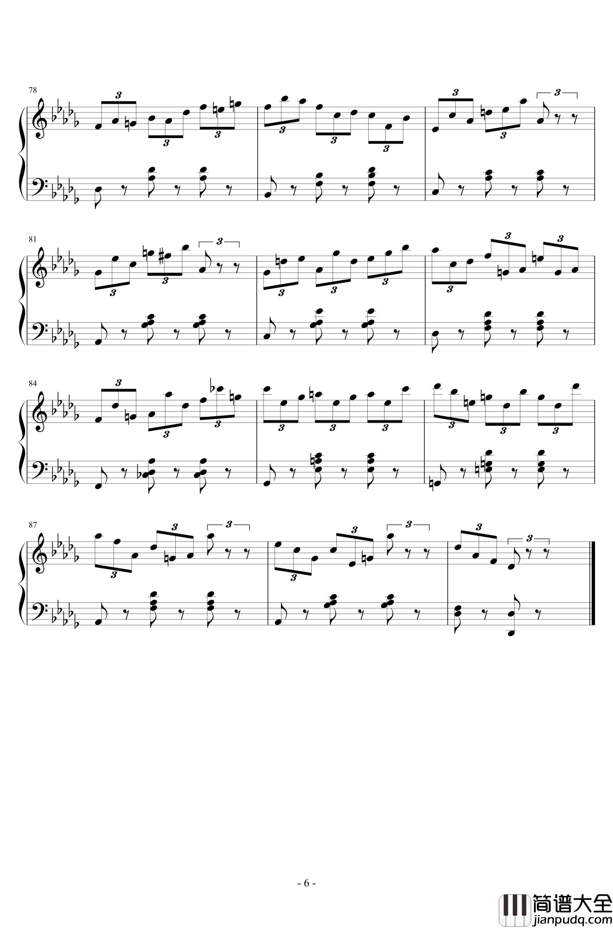 练习曲No.1_Op.6_降D大调练习曲钢琴谱_江畔新绿