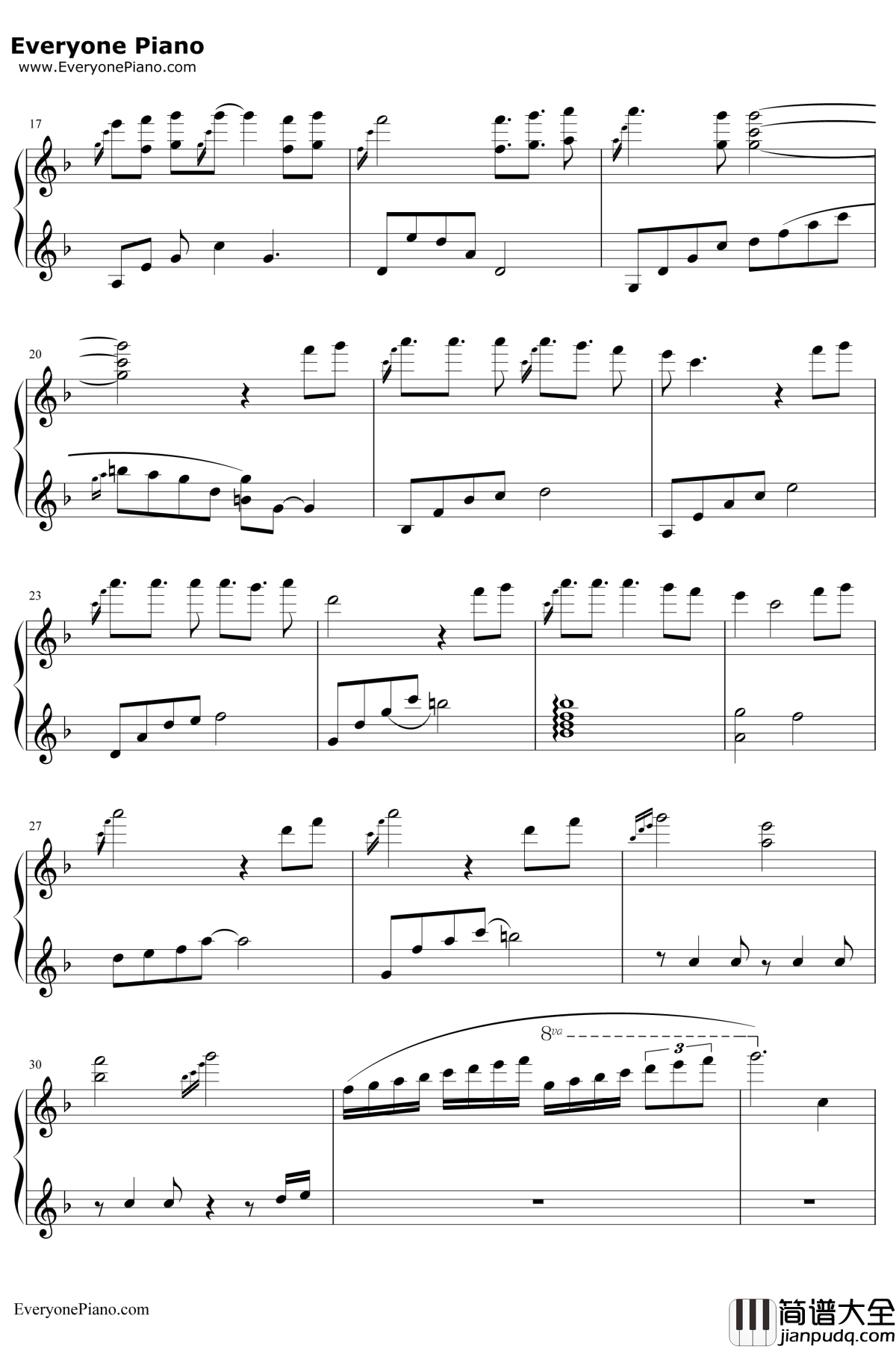 Part_of_Your_World钢琴谱_AlanMenken_动画片_小美人鱼_插曲