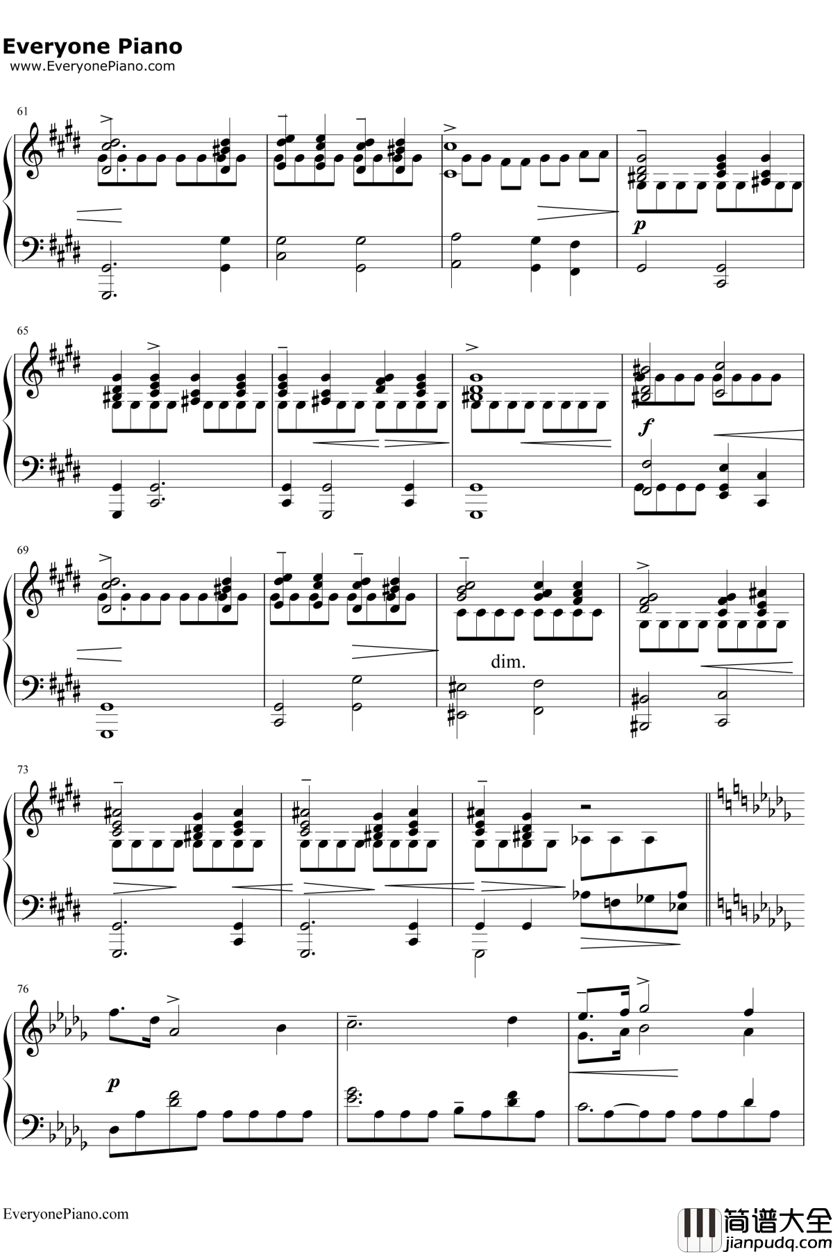 雨滴前奏曲钢琴谱___肖邦