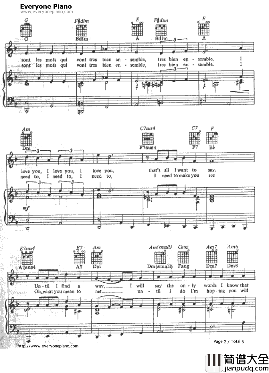 Michelle钢琴谱_TheBeatles