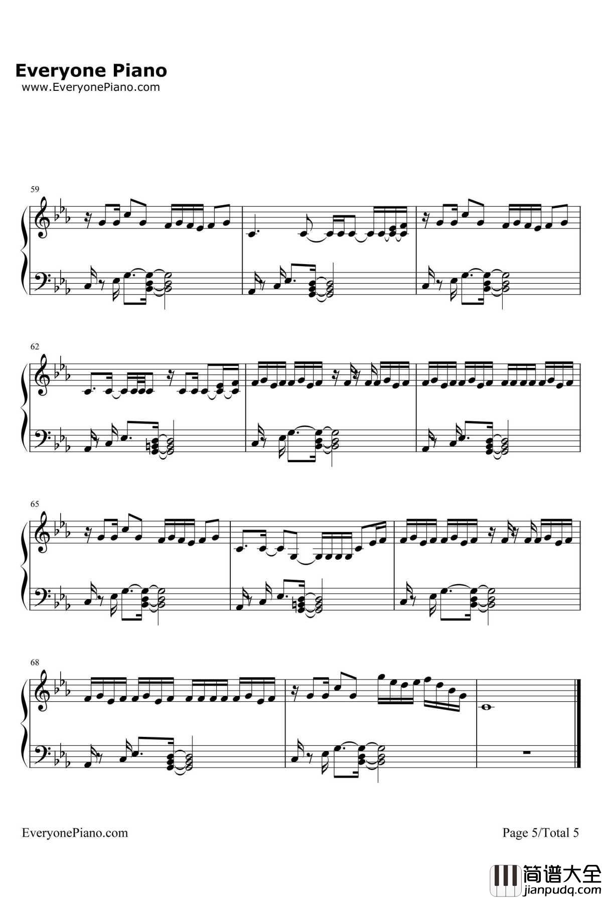 Down钢琴谱_MarianHill