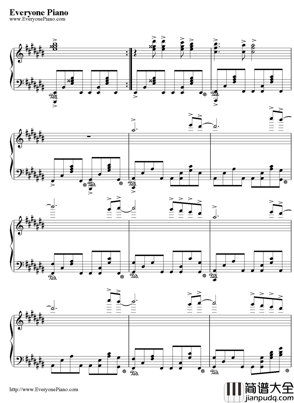 绯色之空钢琴谱_川田麻美_灼眼的夏娜主题曲