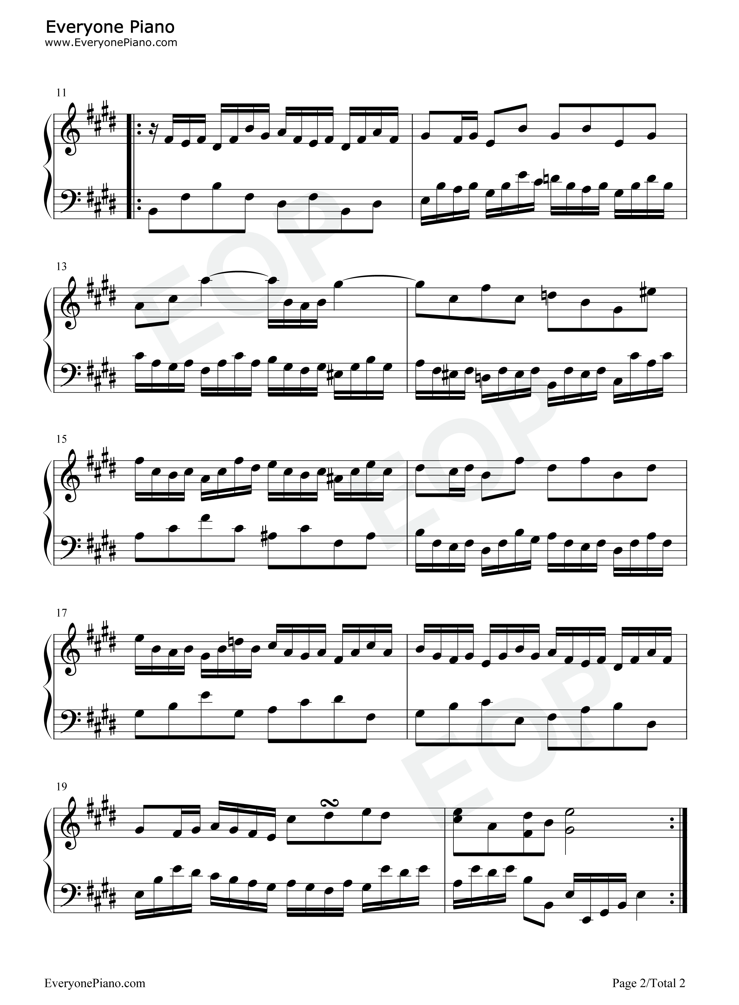 E大调前奏曲钢琴谱_巴赫