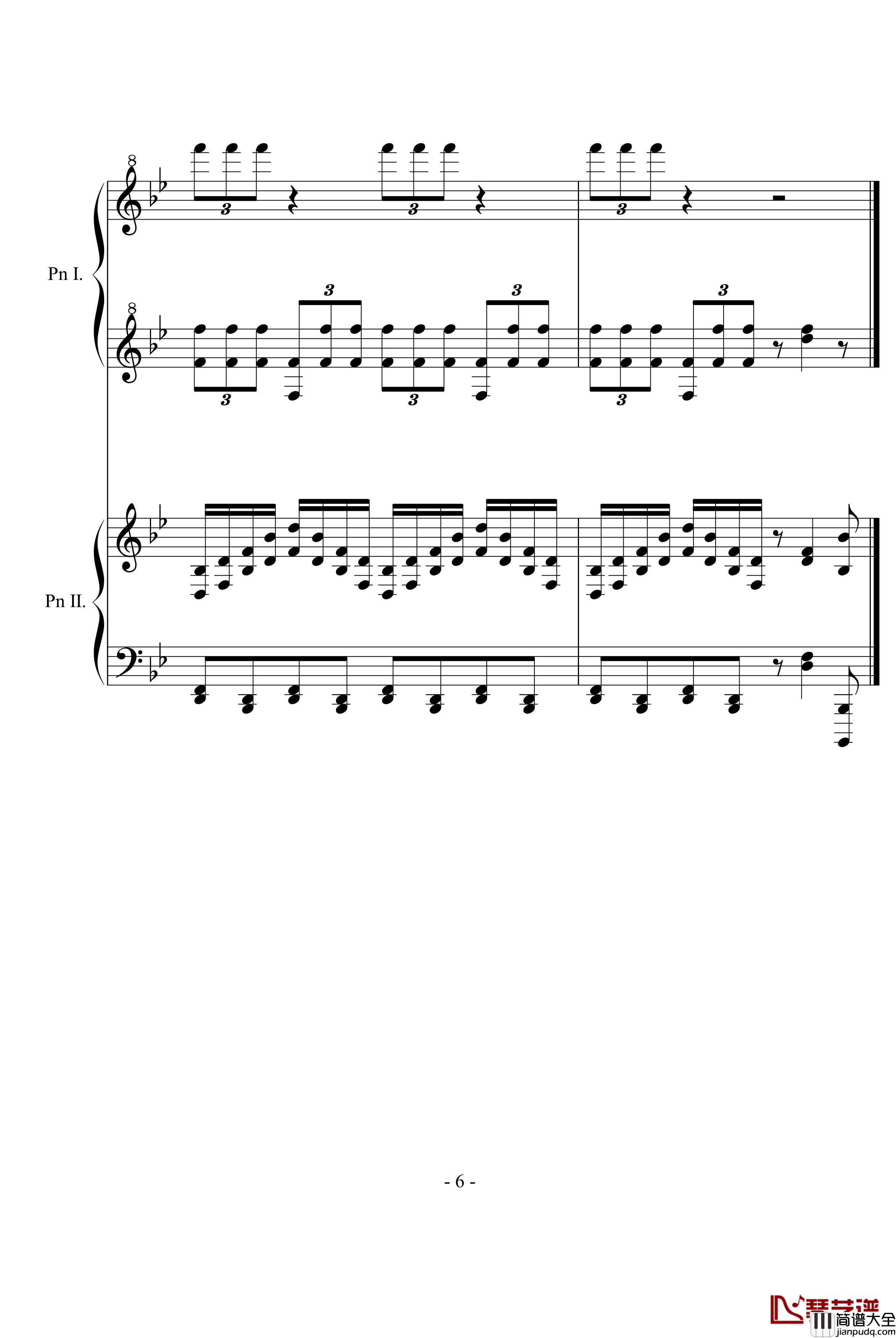 胡桃夹子中的中国舞曲钢琴谱_柴科夫斯基