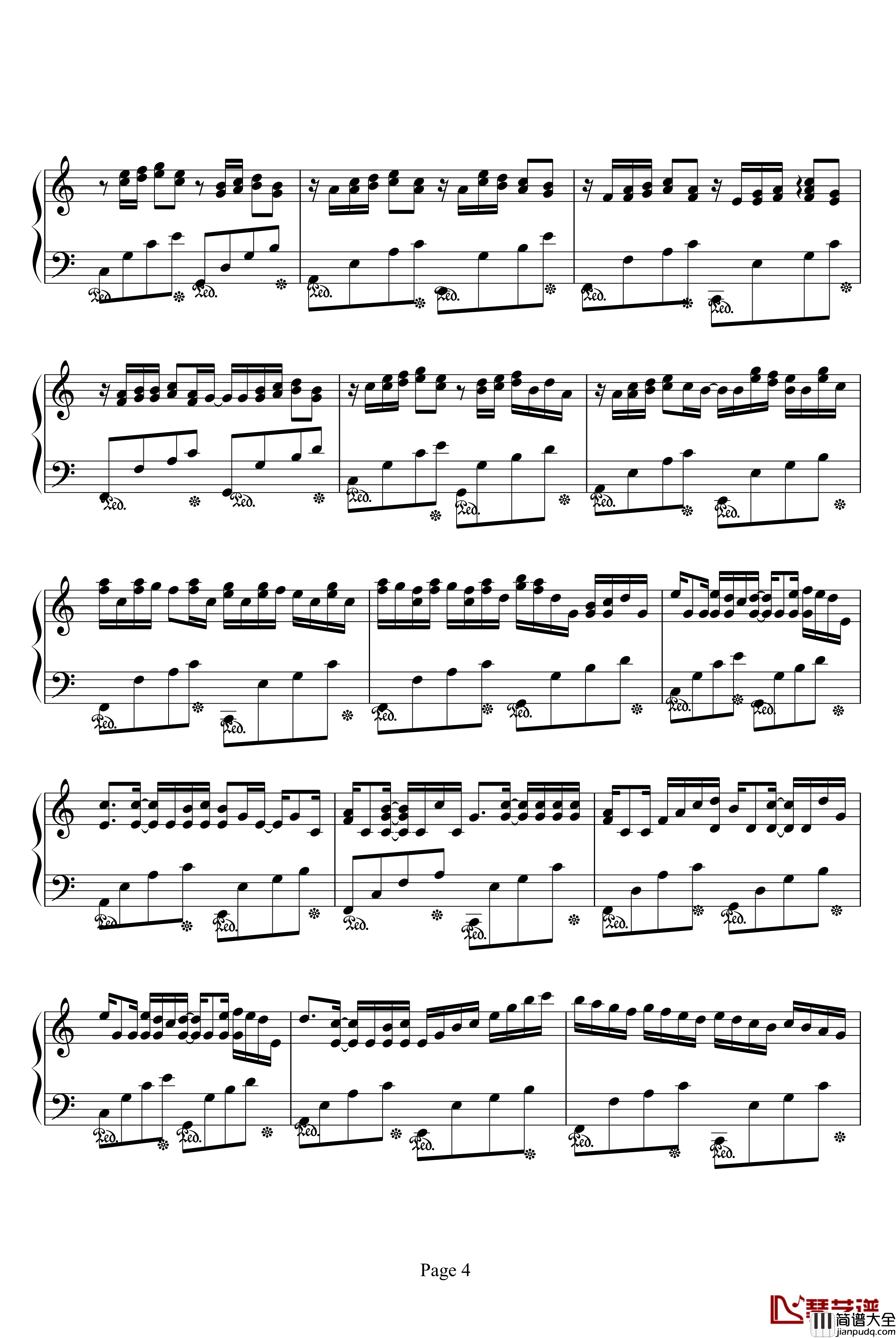 卡农钢琴谱_情感100%_帕赫贝尔_Pachelbel