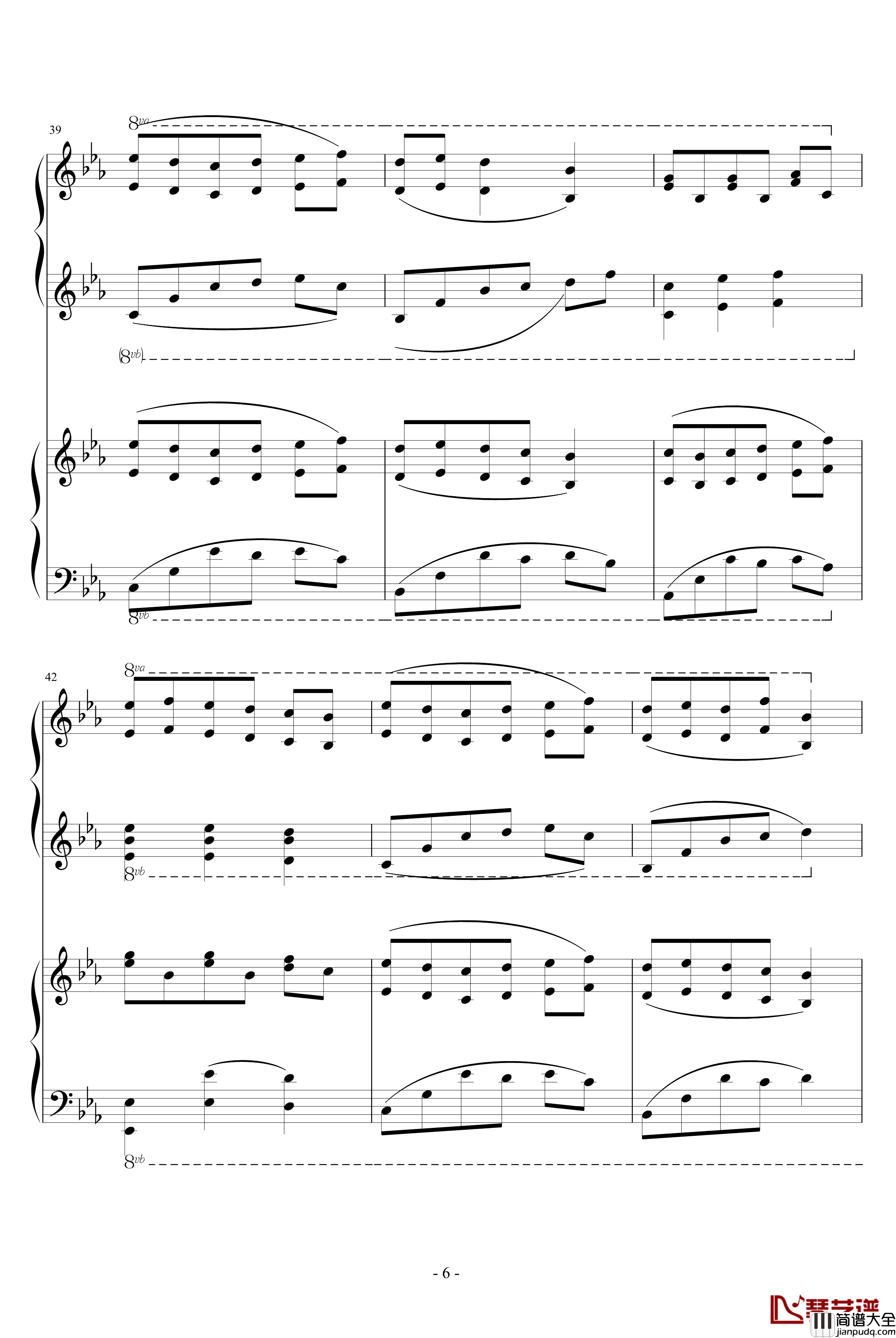 潘多拉之心插曲钢琴谱_双钢琴版_动漫影视