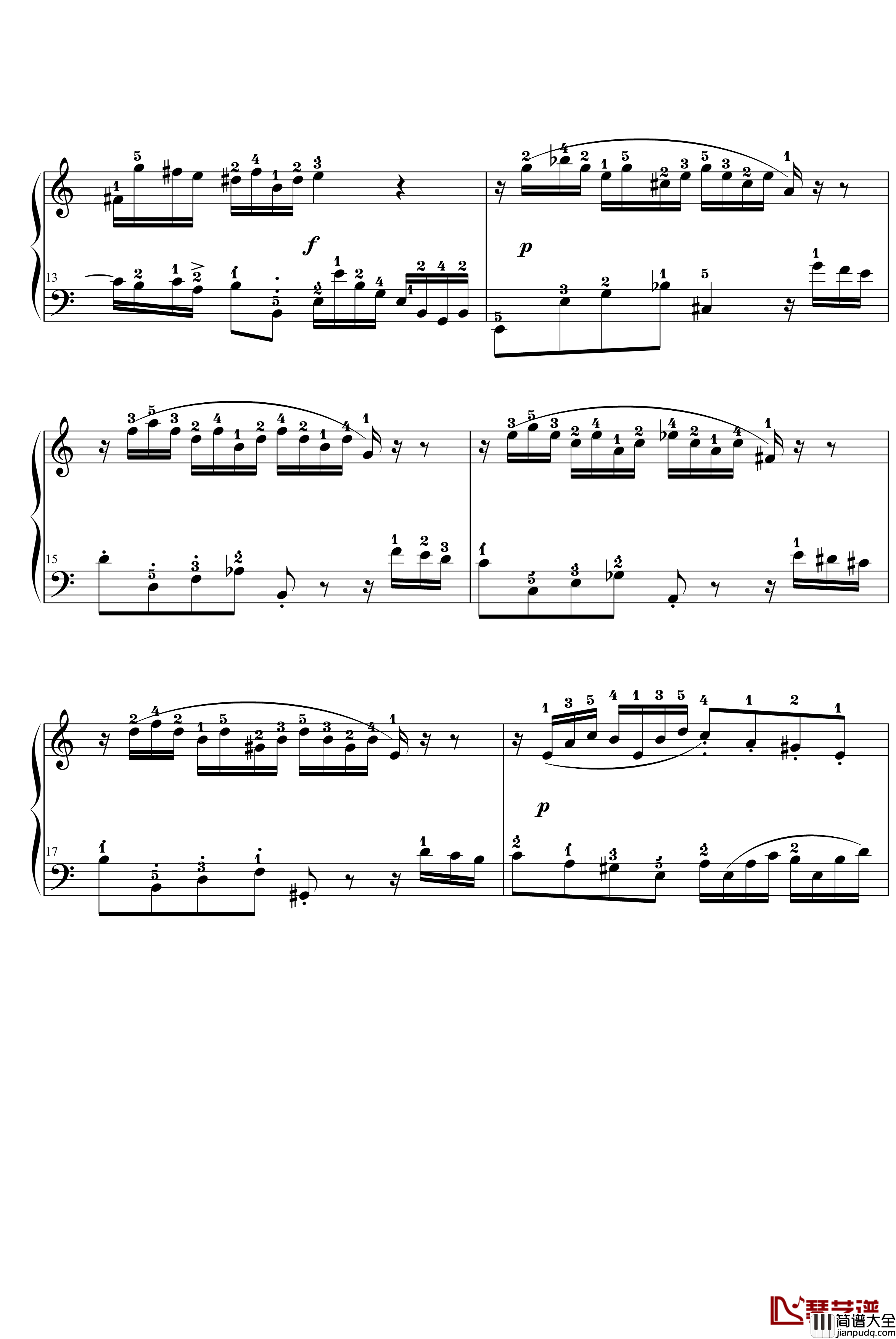 二部创意曲钢琴谱_No.13_巴赫_P.E.Bach