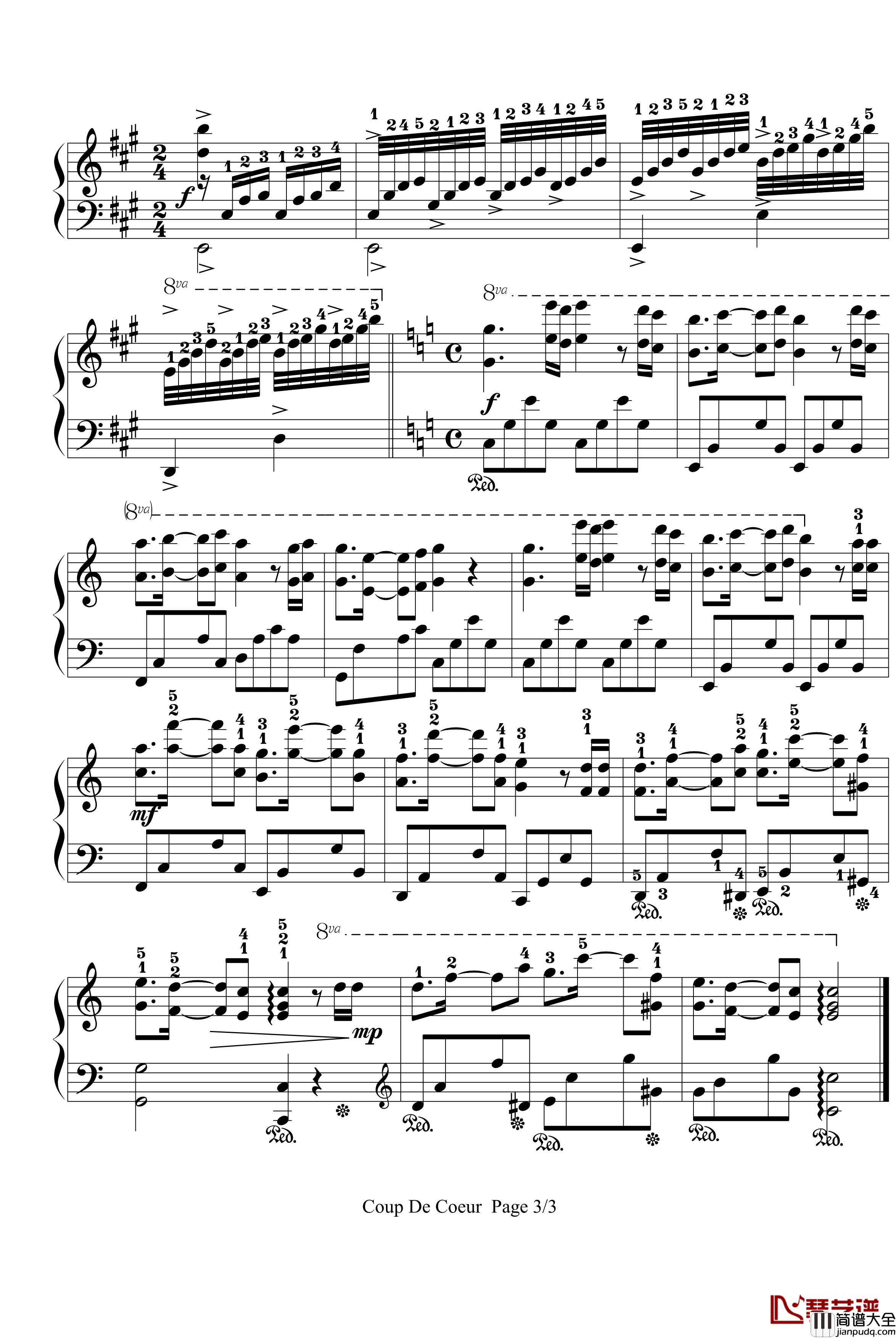 星星小夜曲钢琴谱_带指法_塞内维尔