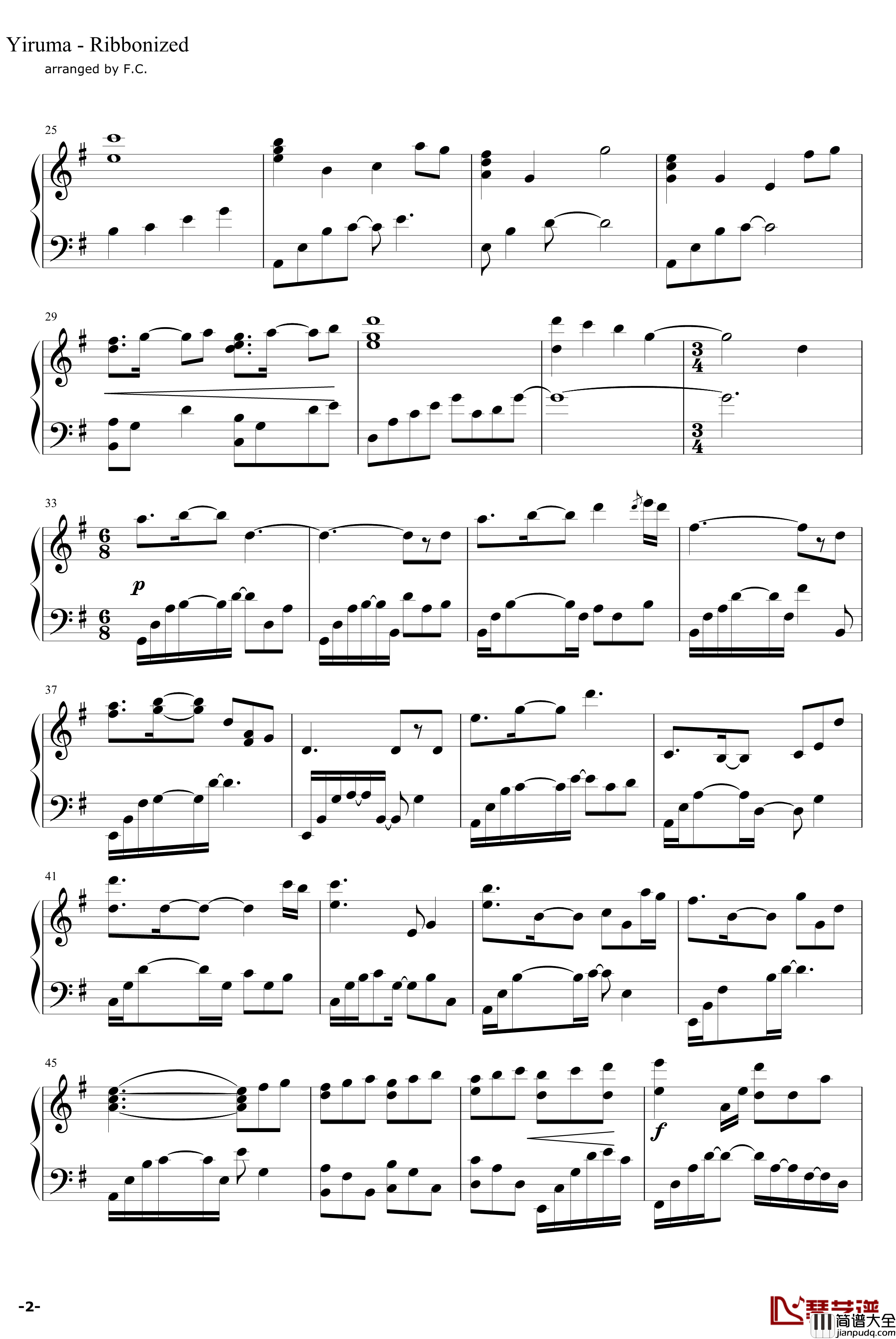 Ribboinzed钢琴谱_Yiruma