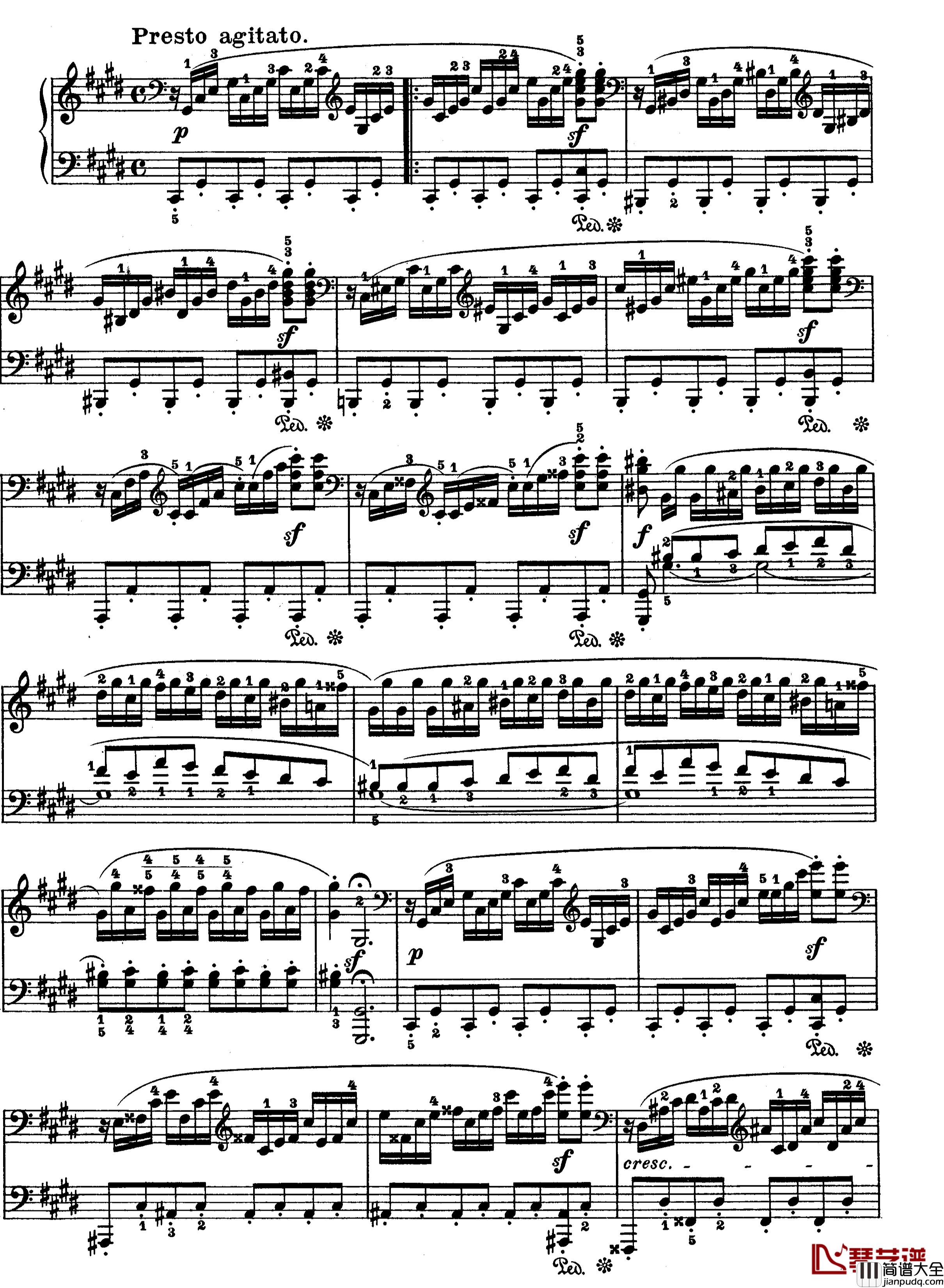月光曲钢琴谱_第十四钢琴奏鸣曲_Op.27_No.2_贝多芬_beethoven
