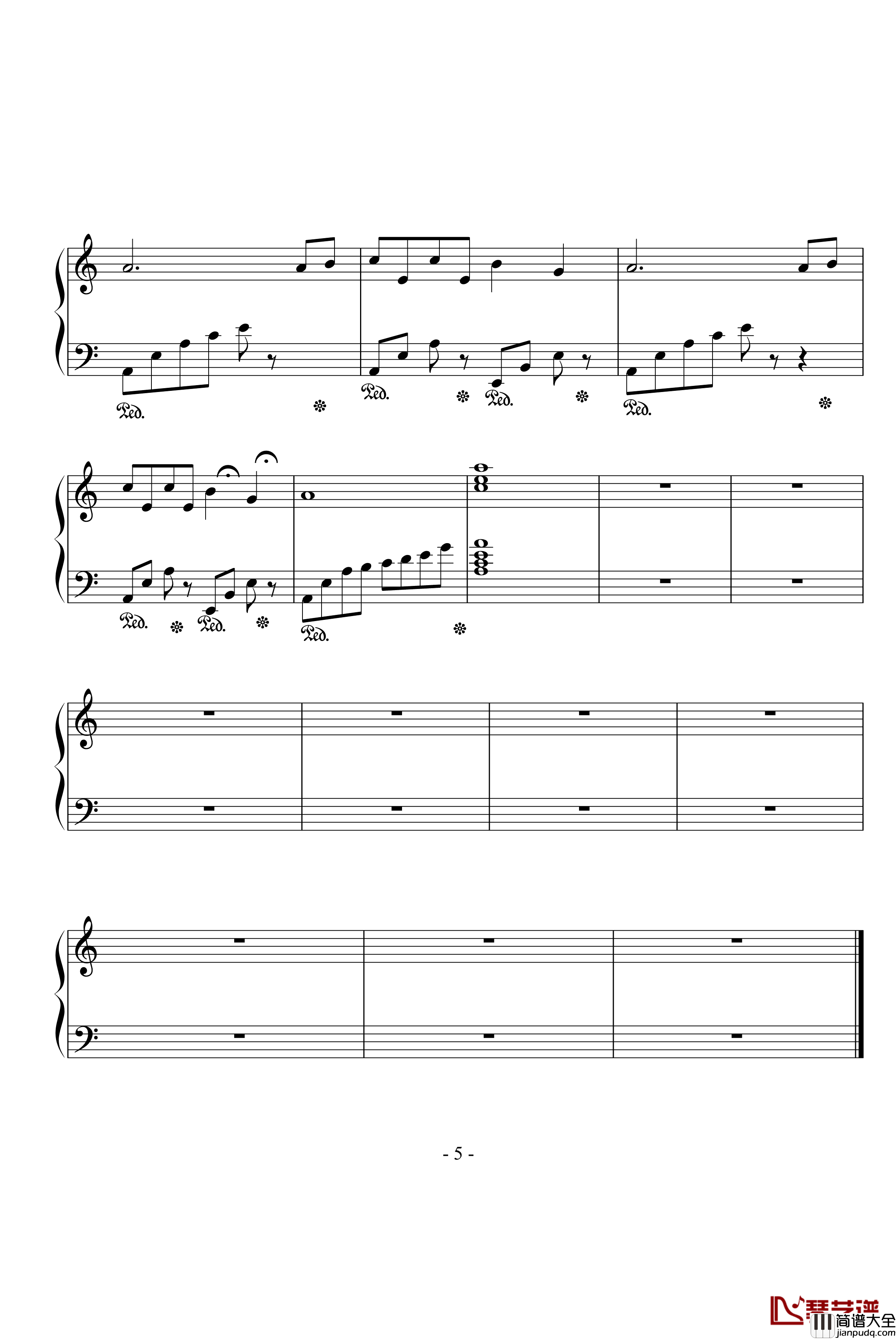 童年钢琴谱_简易演奏版_班德瑞钢琴经典作品_蛤蟆爱天鹅08