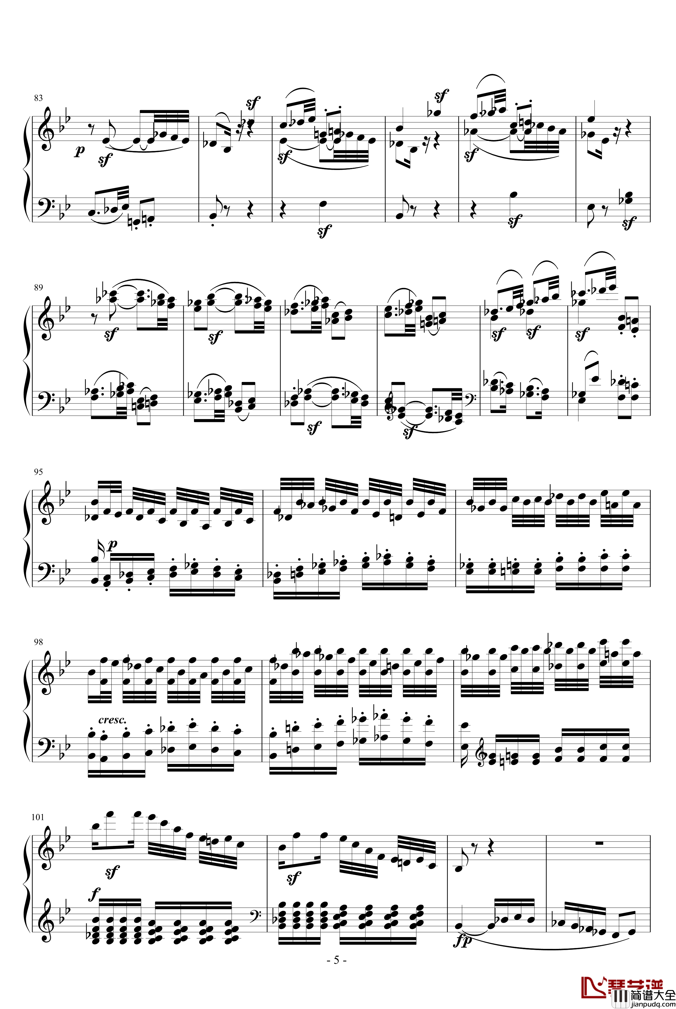 降B大调奏鸣曲第四乐章钢琴谱_贝多芬_beethoven