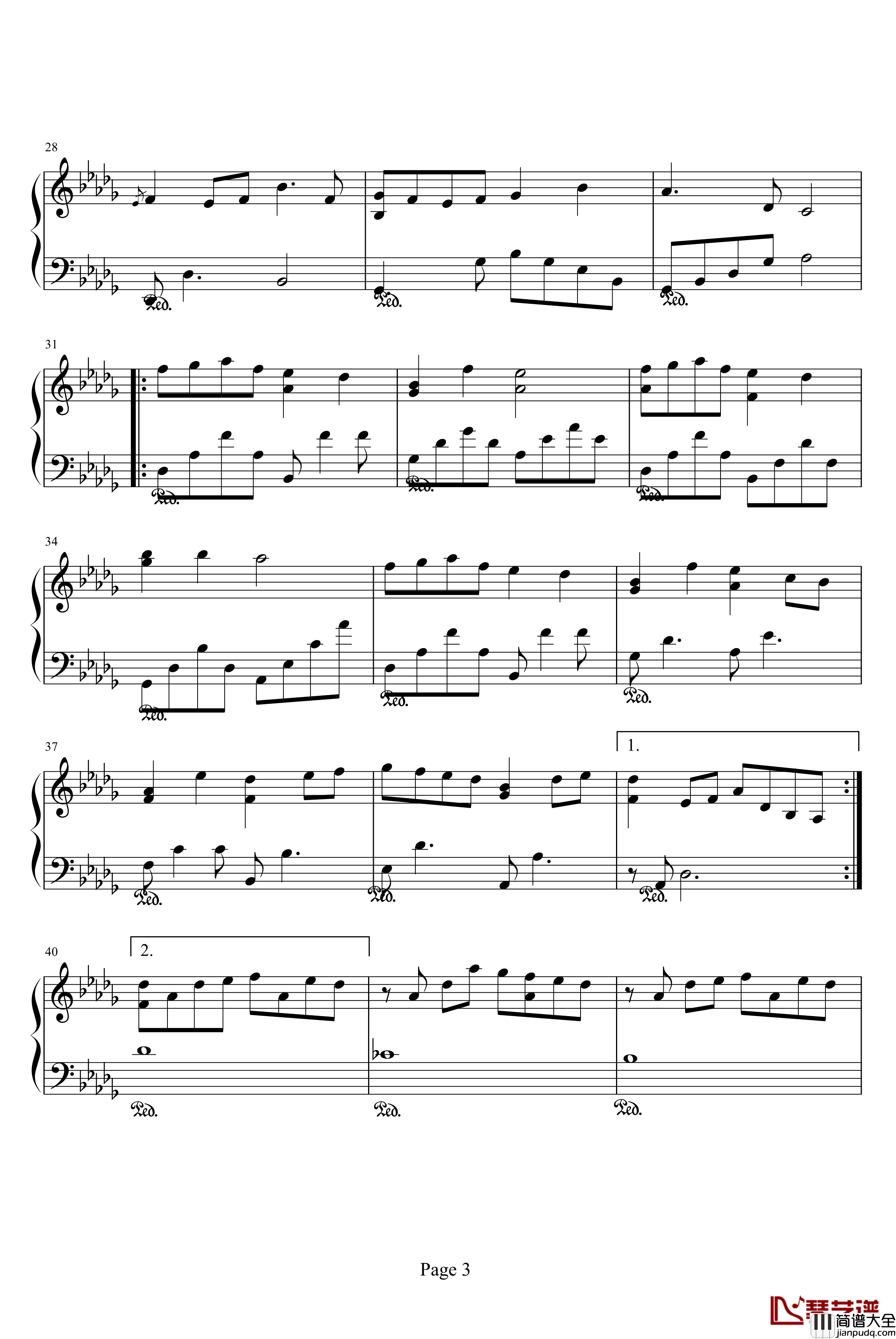 雪之梦钢琴谱_较好版_班得瑞_Bandari