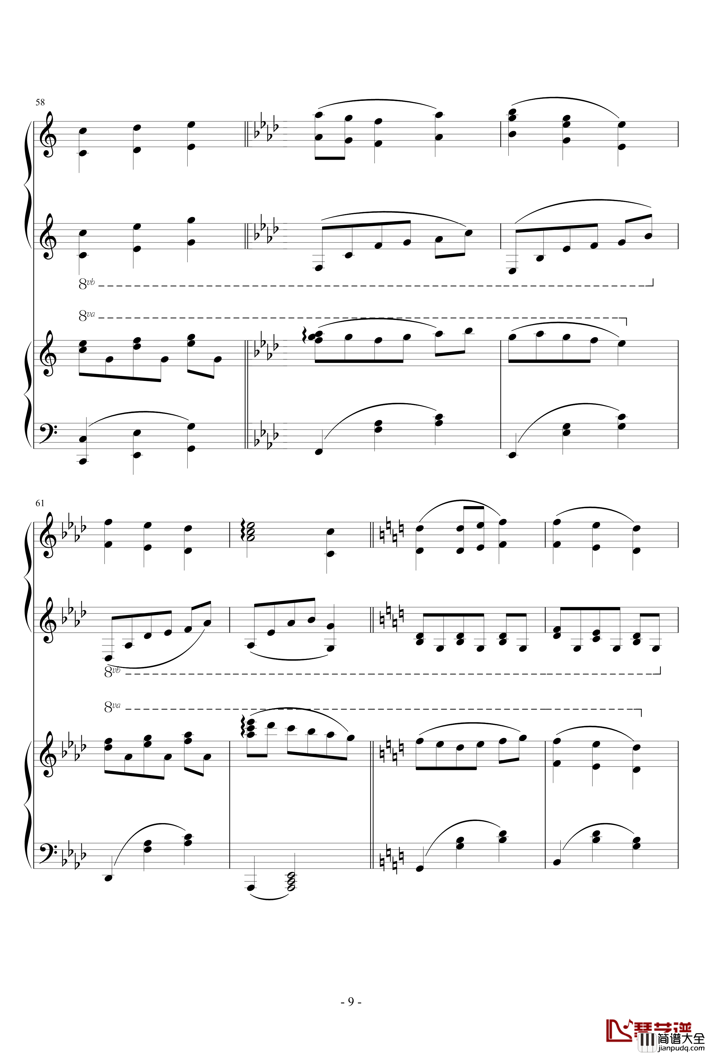 潘多拉之心插曲钢琴谱_双钢琴版_动漫影视