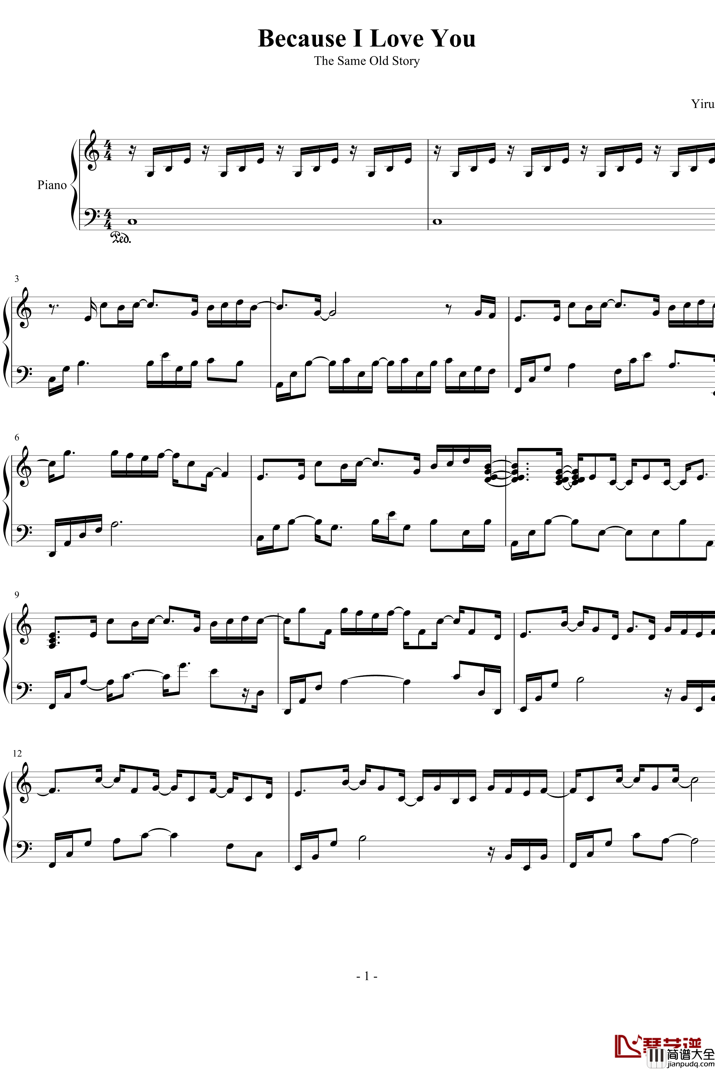 Because_I_love_you钢琴谱_Yiruma