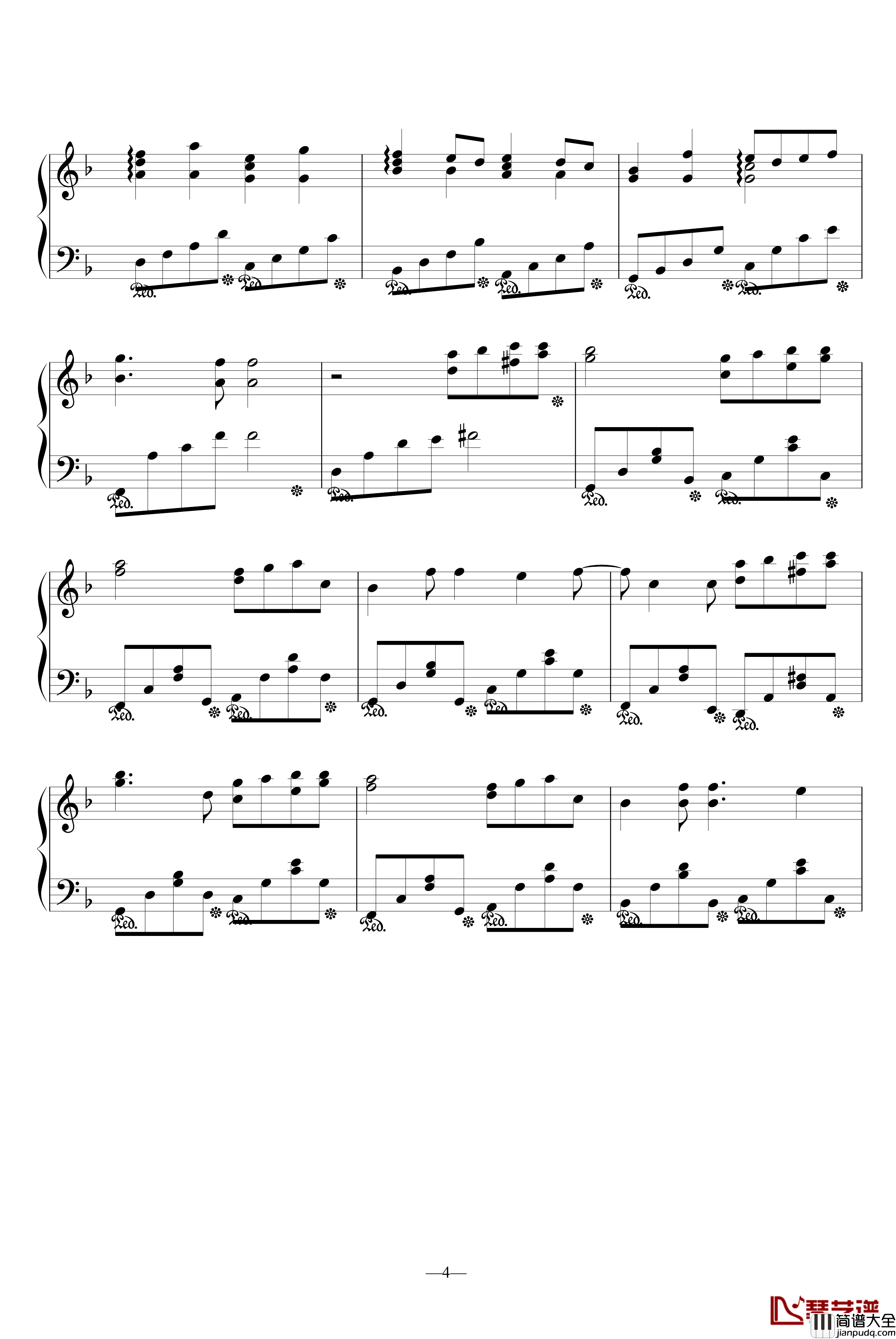 空色钢琴谱__水果篮子_插曲_动漫影视