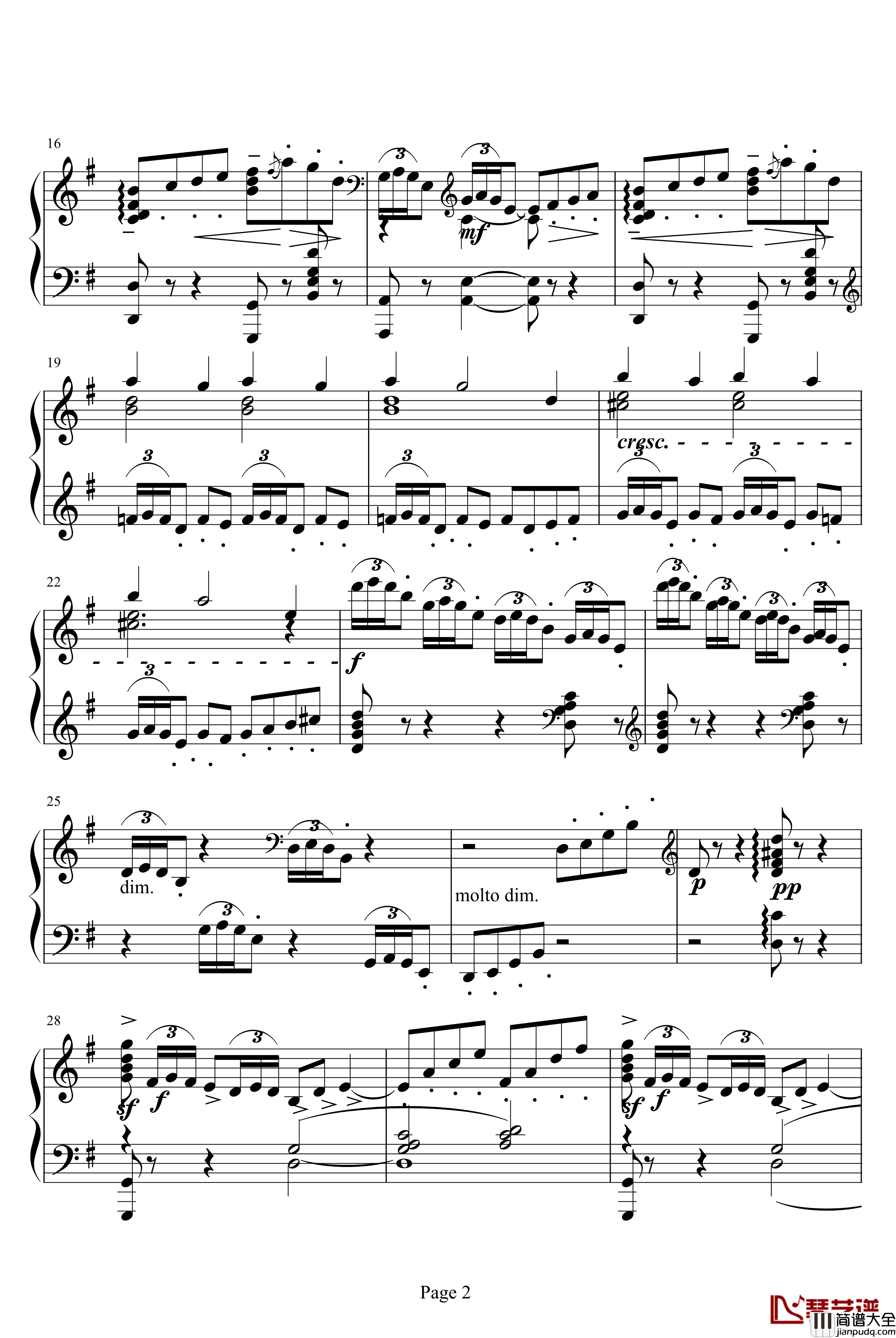 阿拉伯风格幻想曲第二首钢琴谱_德彪西