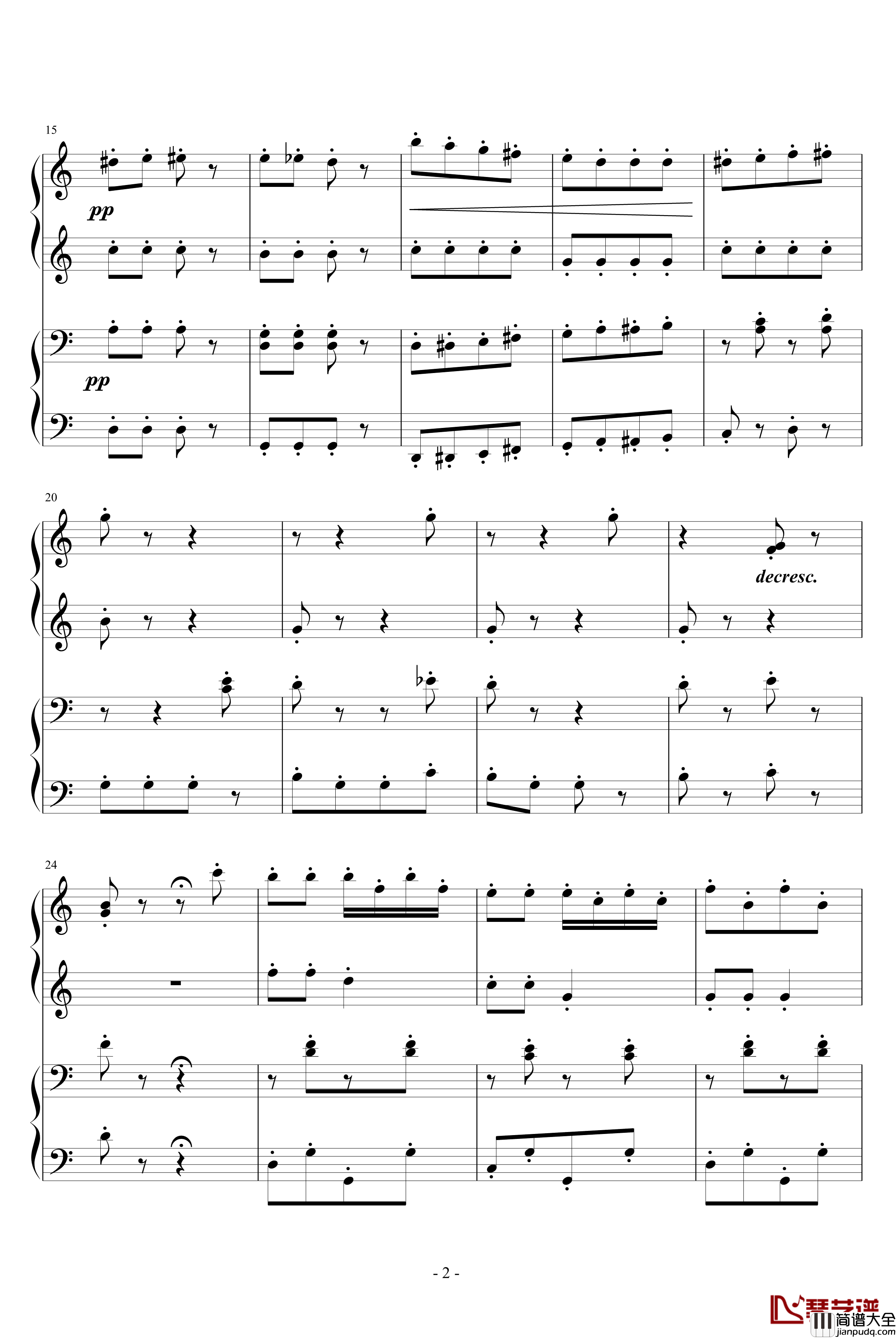 拨奏波尔卡舞曲钢琴谱_四手联弹_约翰·施特劳斯