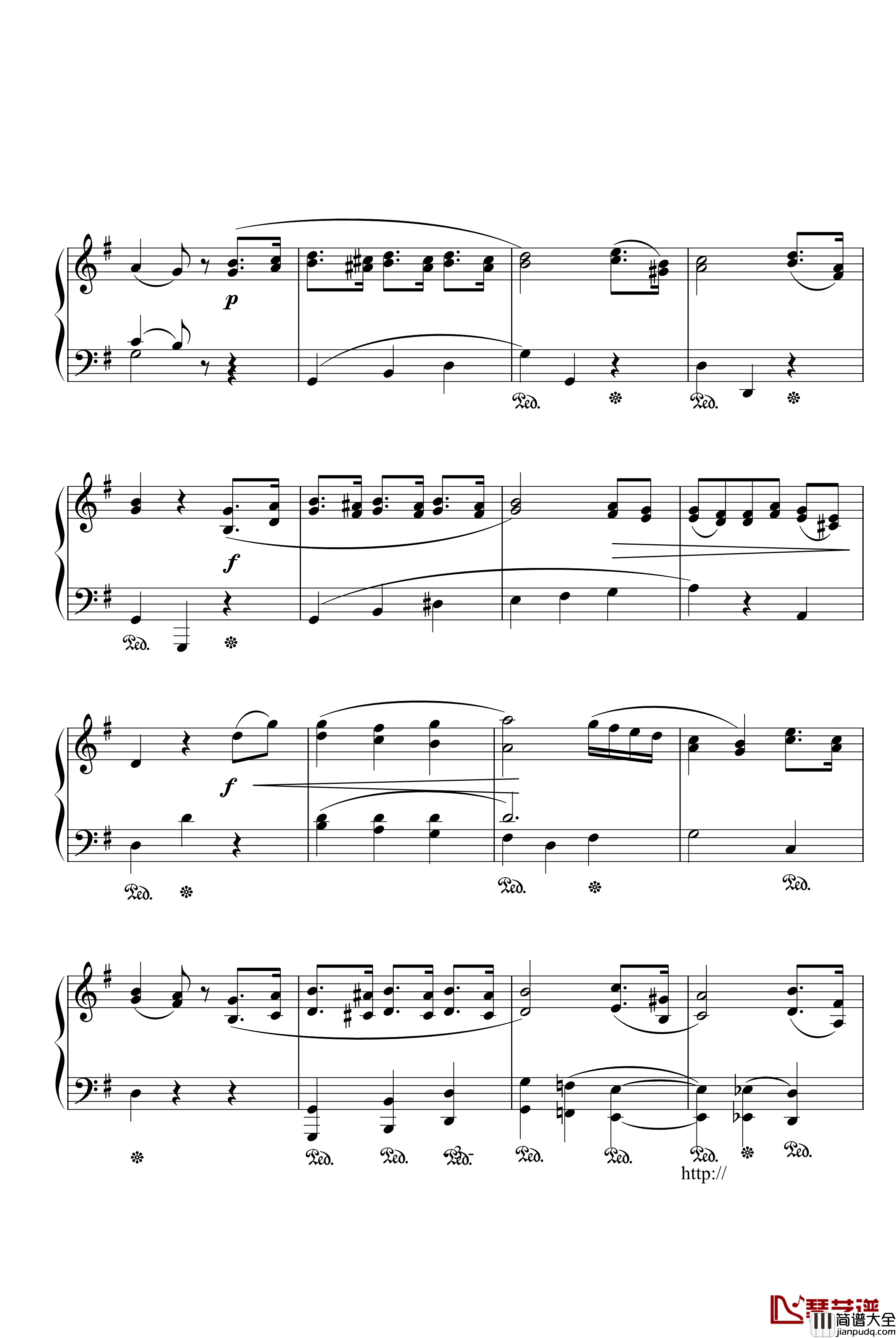 G大调小步舞曲钢琴谱_贝多芬_beethoven