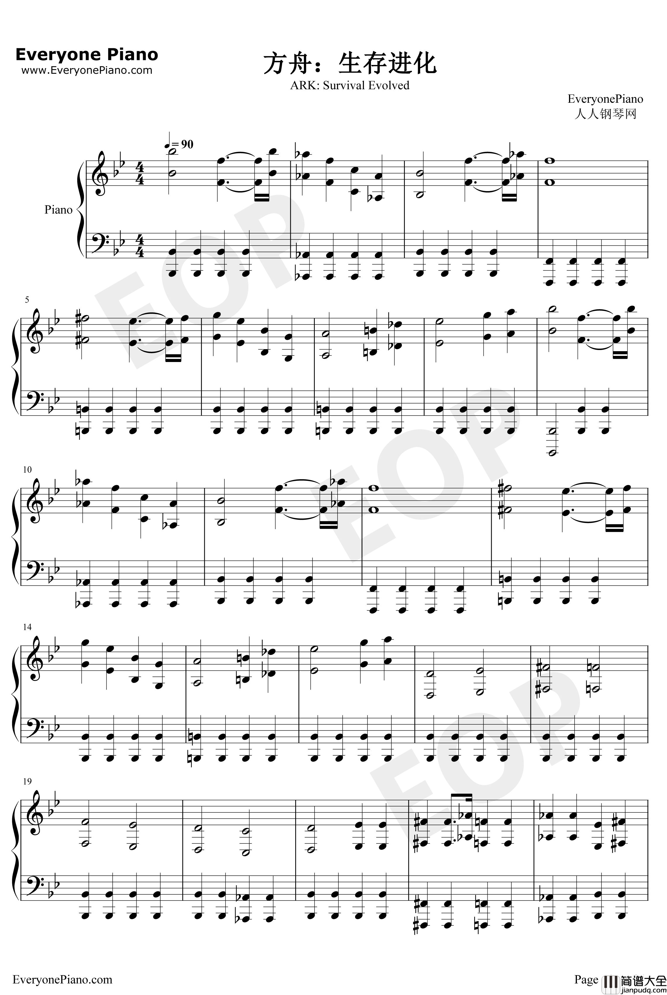 方舟生存进化主题曲钢琴谱_GarethCoker_钢琴版