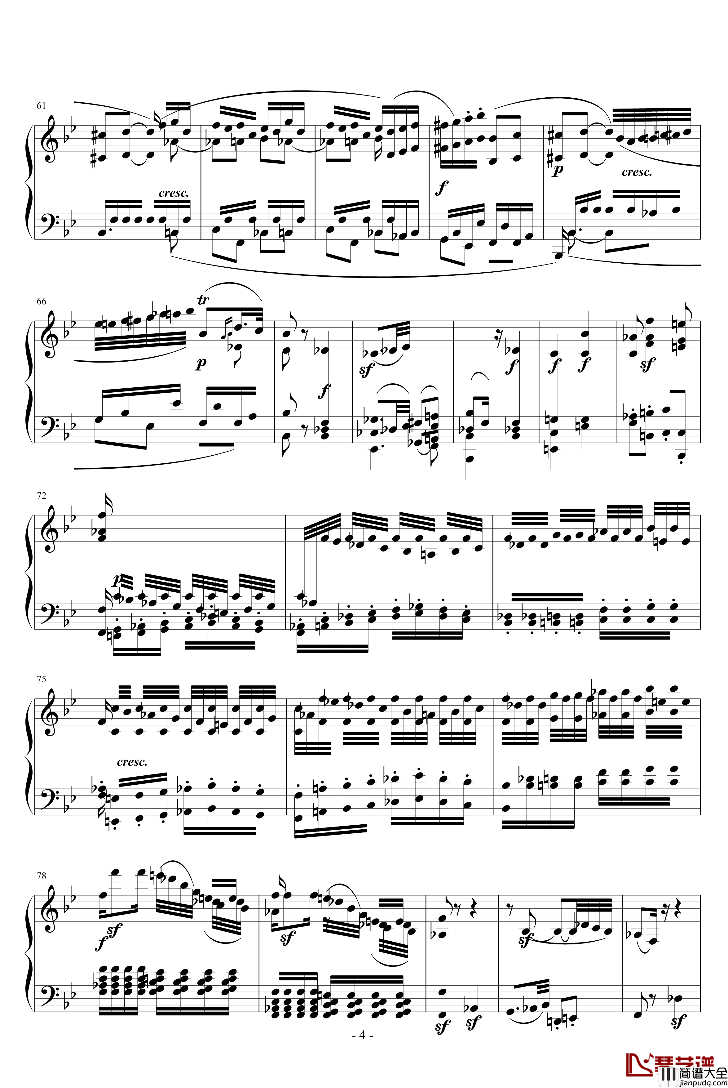 降B大调奏鸣曲第四乐章钢琴谱_贝多芬_beethoven