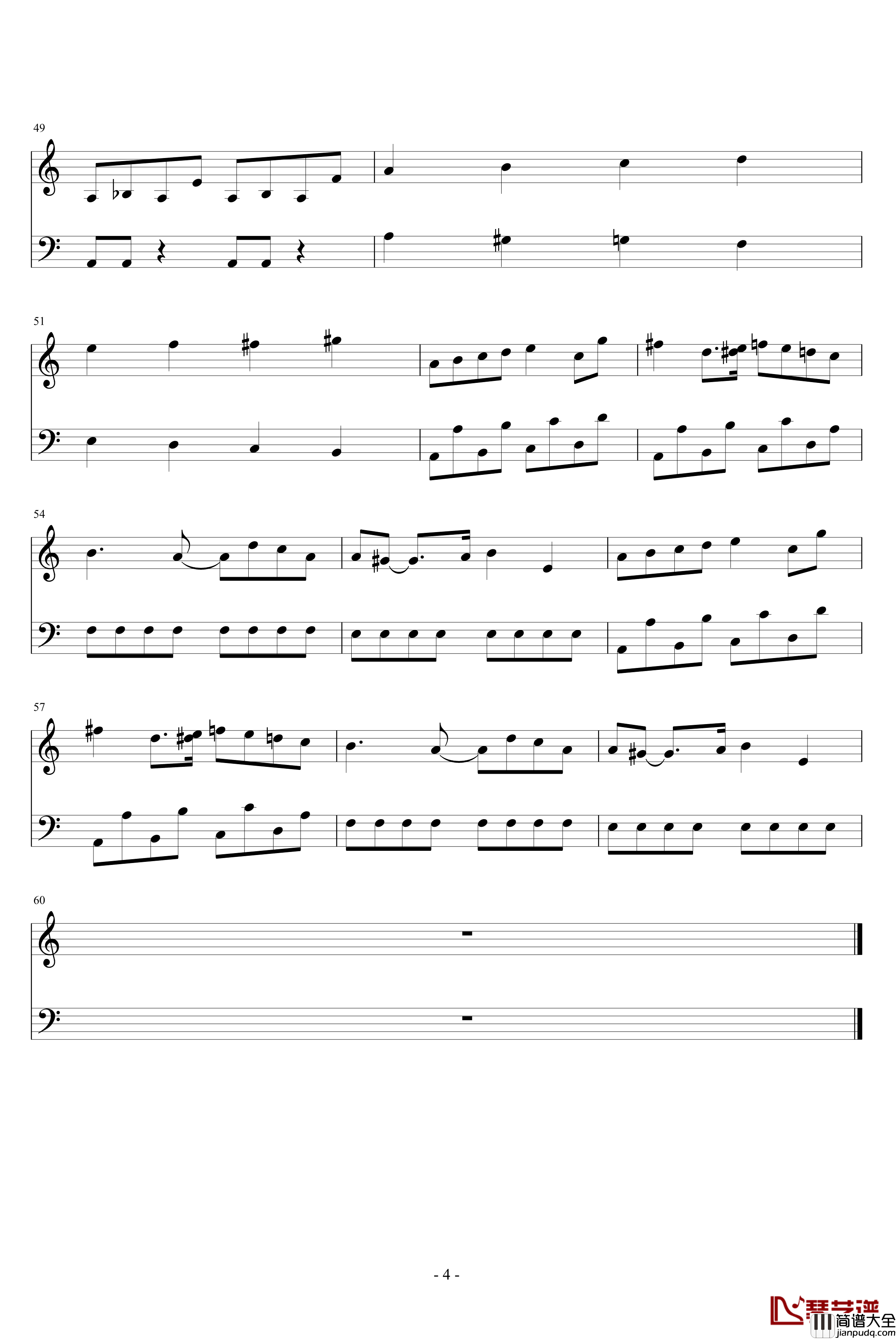 FF2战斗曲钢琴谱_游戏_FC