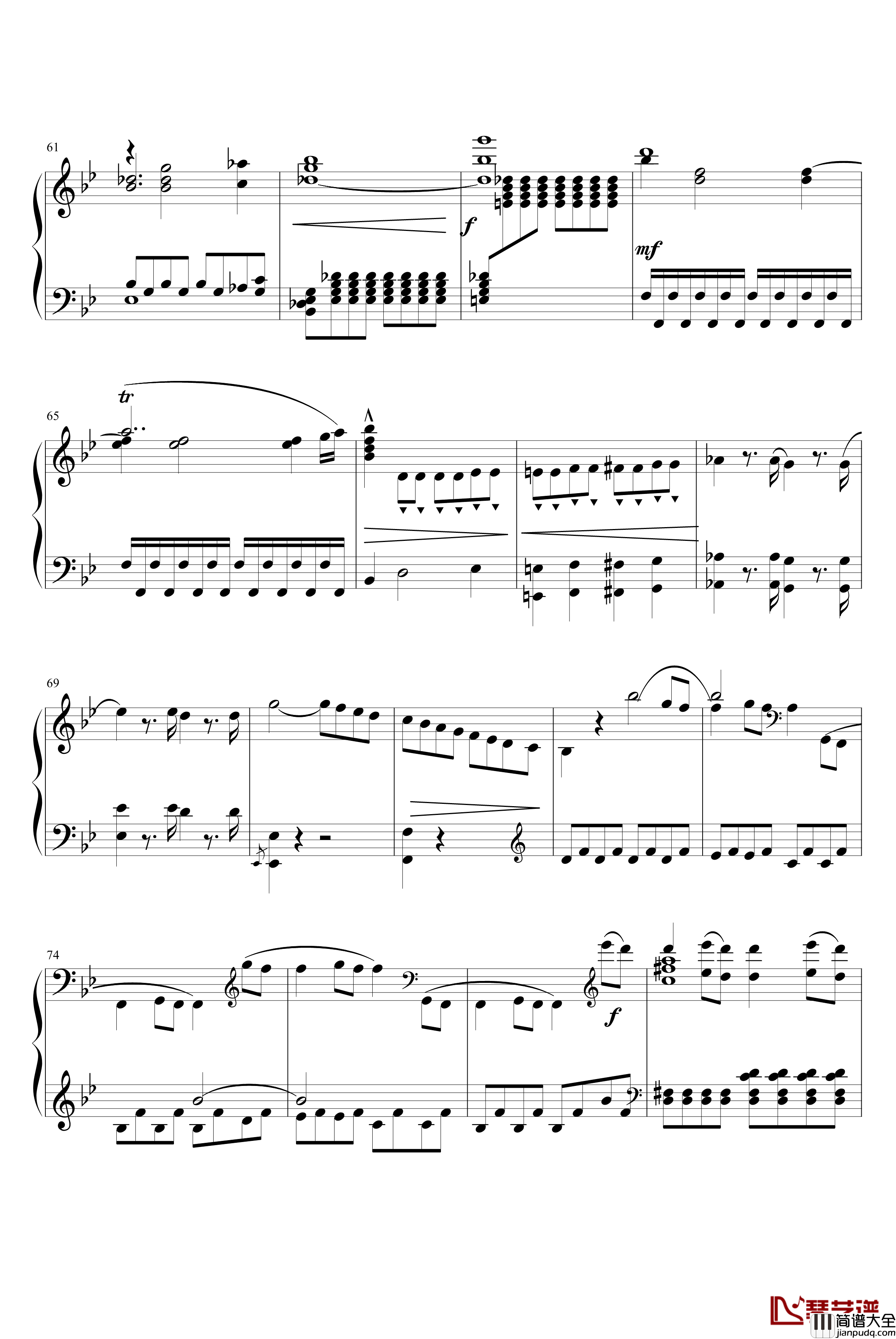 第四十号交响曲钢琴谱_第一乐章_莫扎特