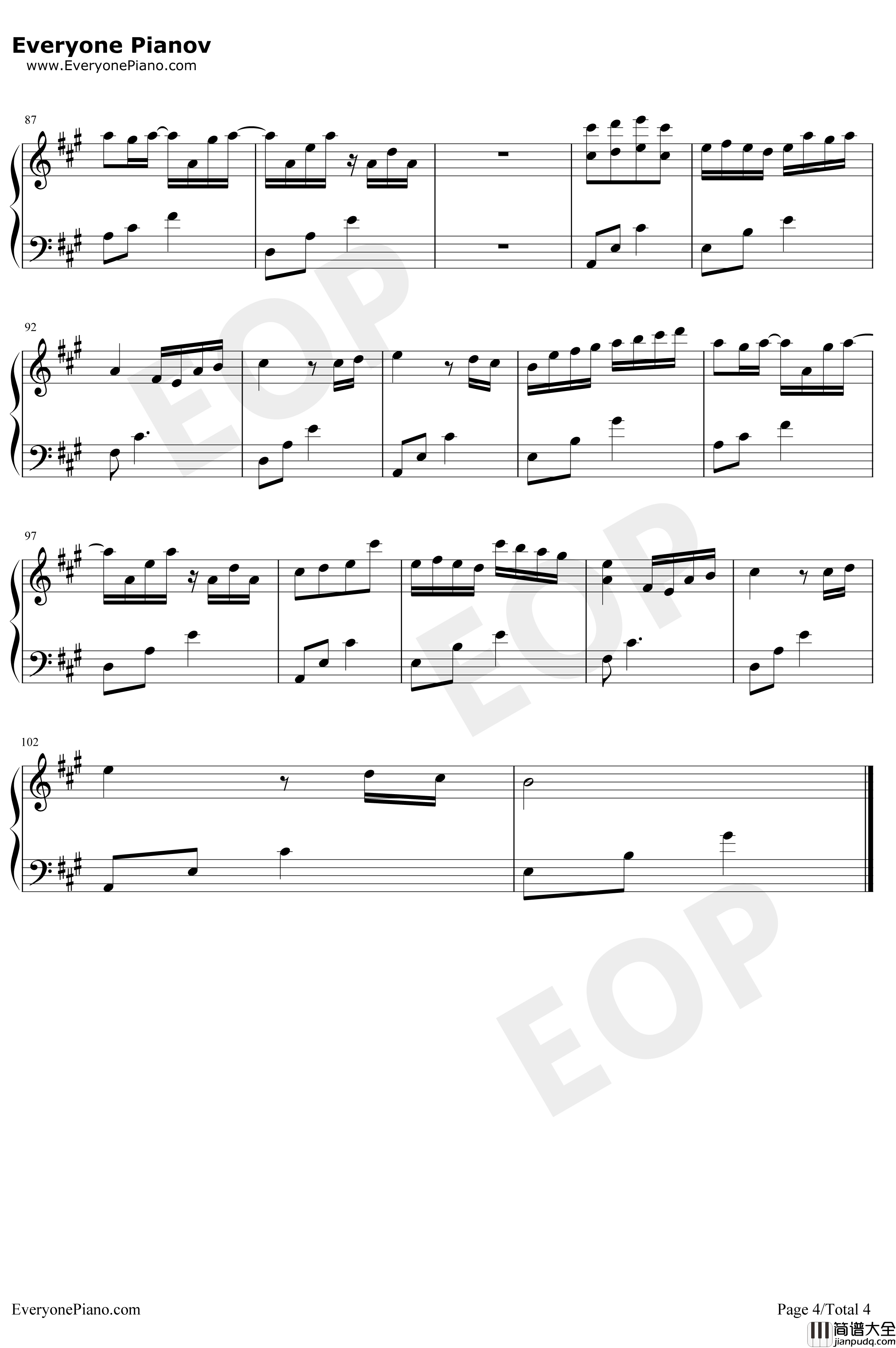 绝美卡农Canon遇上RiverFlowsInYou钢琴谱_JohannPachelbelYiruma_你绝对没听过的版本