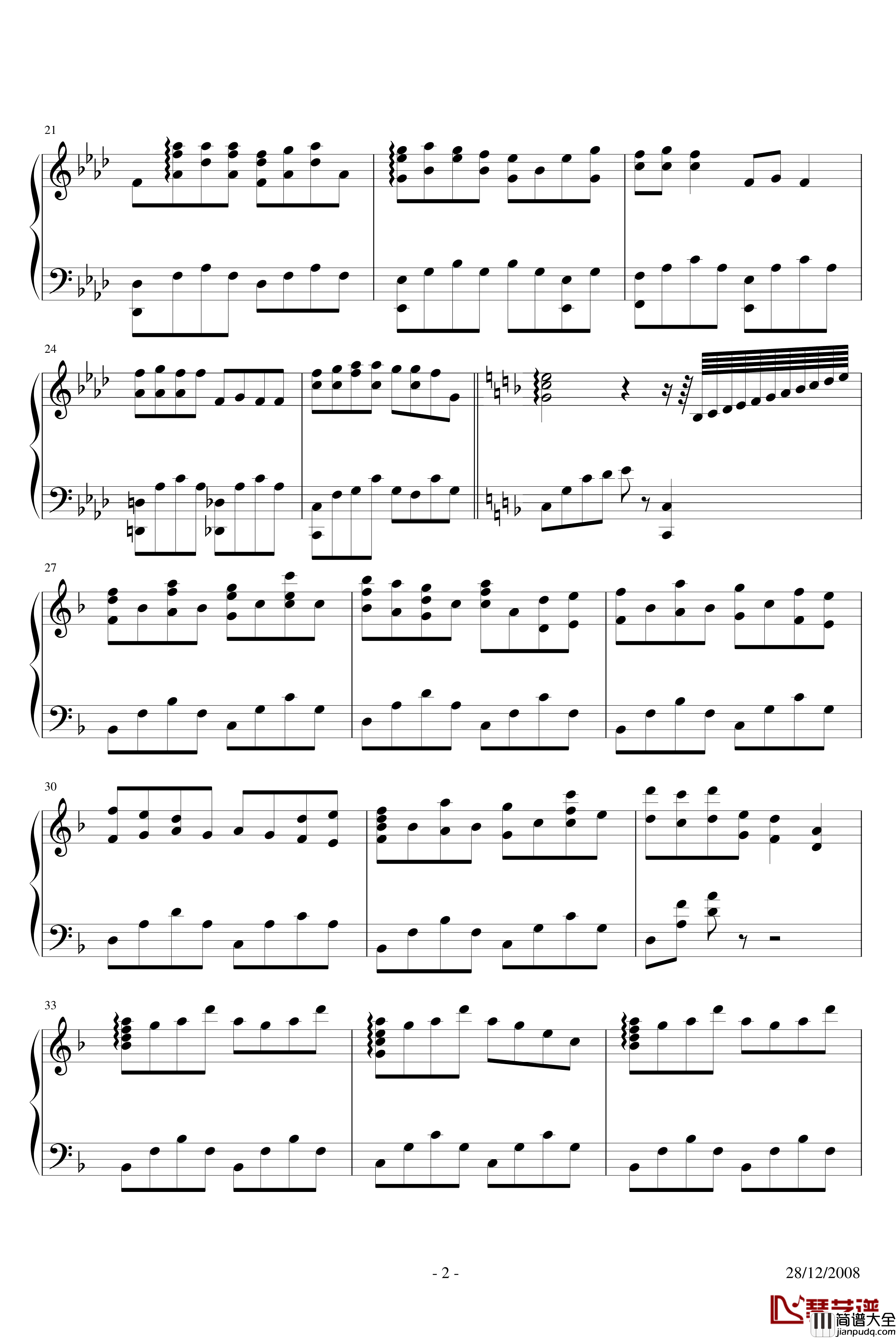 つないだ手にキスを钢琴谱_奏之曲_Allen