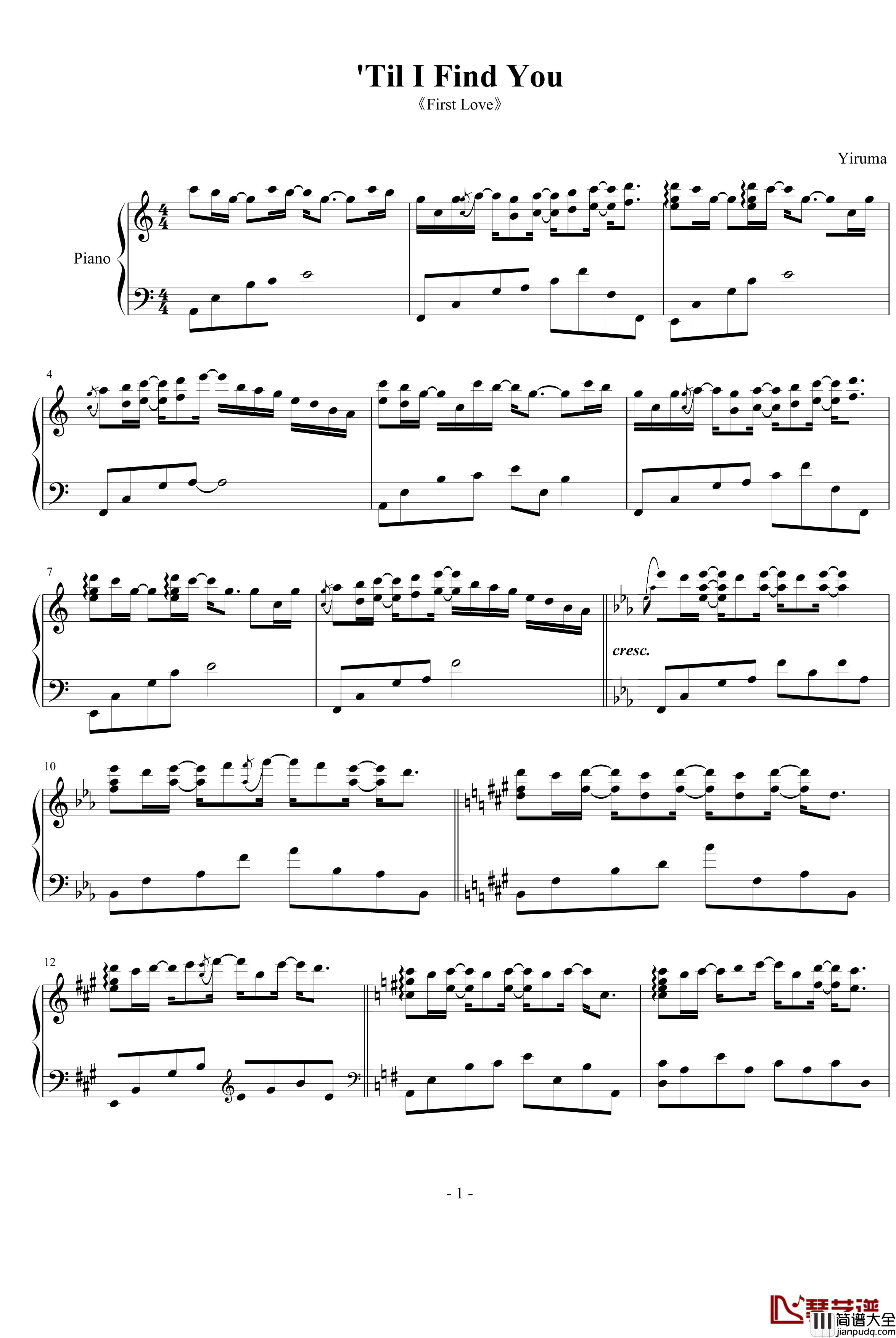 'Til_I_Find_You钢琴谱_Yiruma