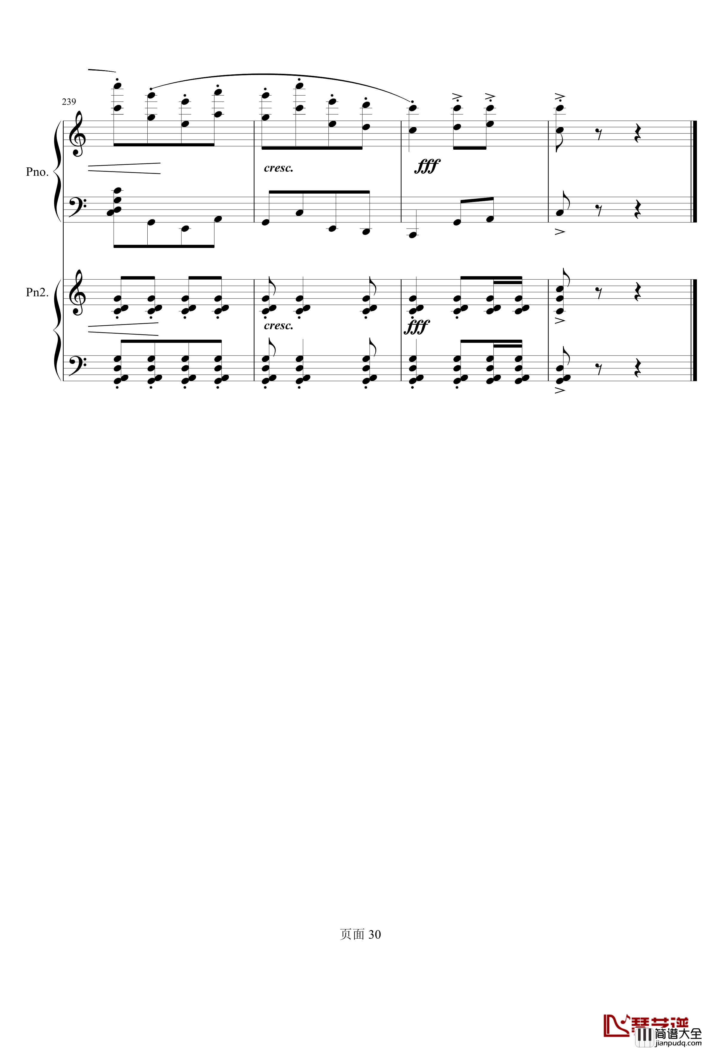京韵钢琴谱_双钢琴_中国名曲